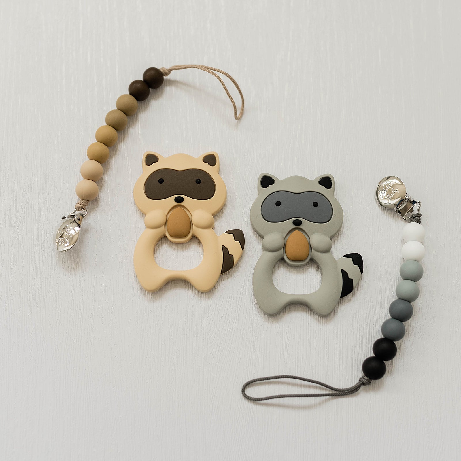 Raccoon Teether Set - Gray