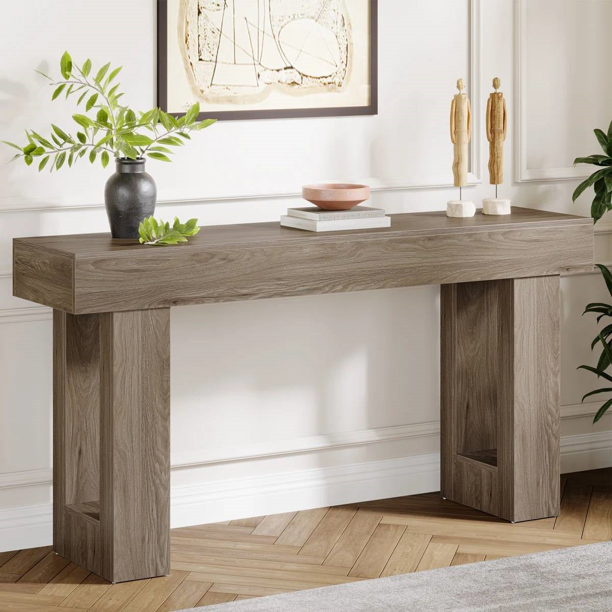 Farmhouse Entryway Console Sofa Table in Grey Wood Finish