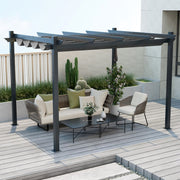 10 x 12 Feet Outdoor Aluminum Retractable Pergola Canopy-Gray
