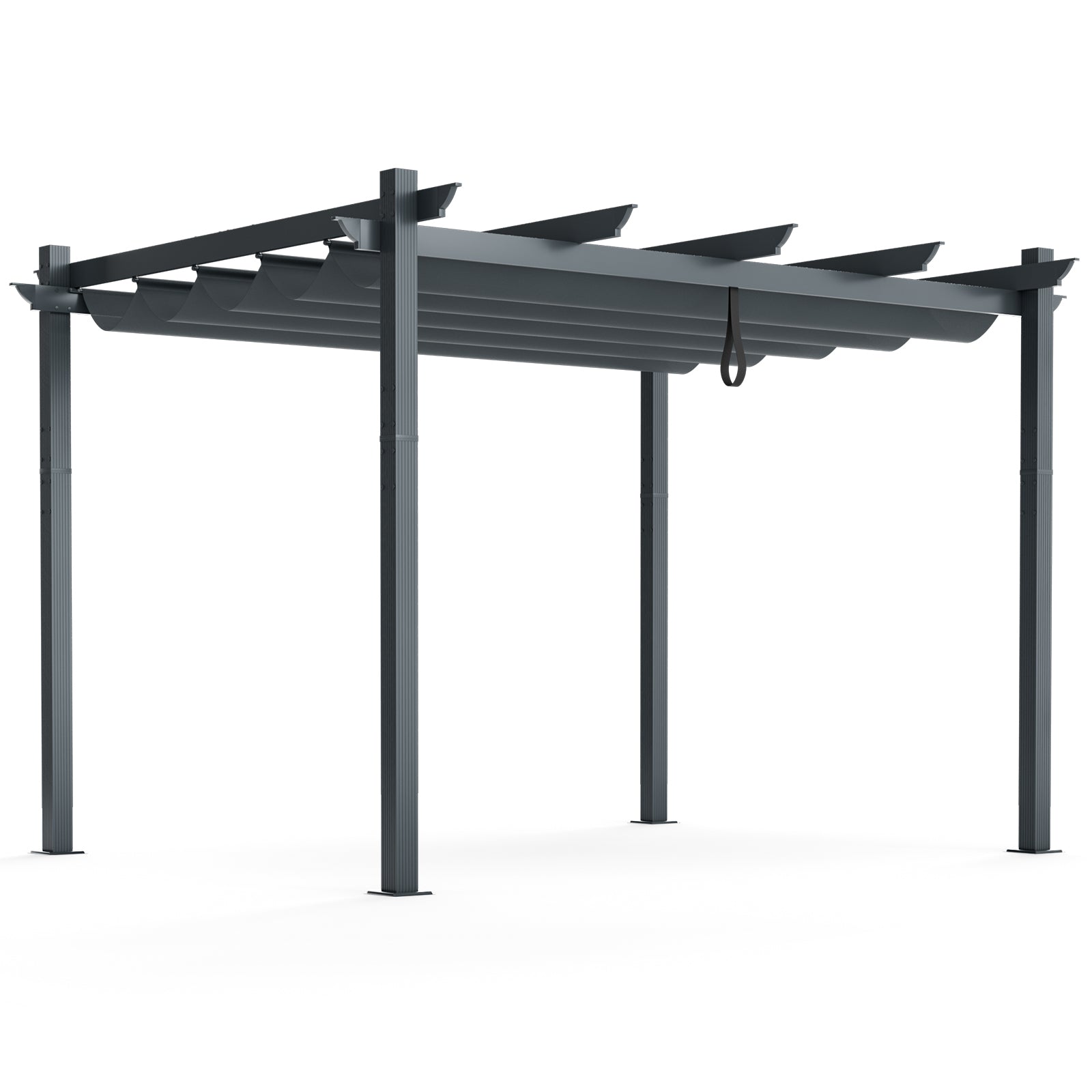10 x 12 Feet Outdoor Aluminum Retractable Pergola Canopy-Gray