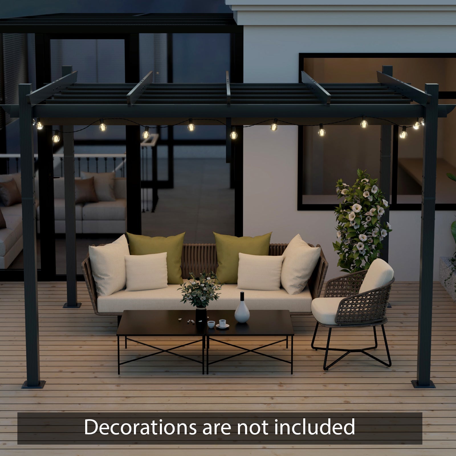 10 x 12 Feet Outdoor Aluminum Retractable Pergola Canopy-Gray