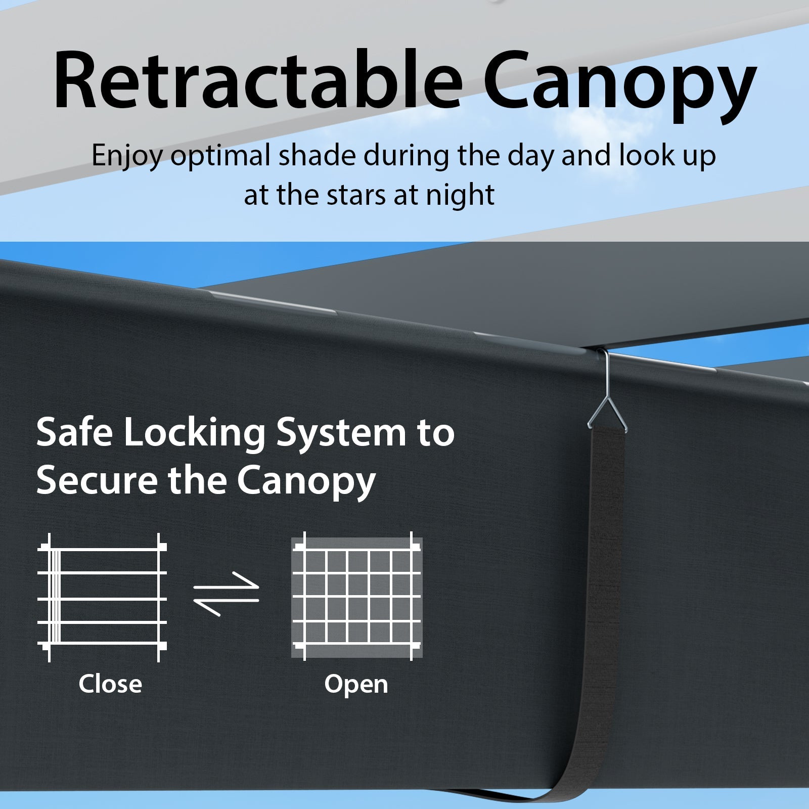10 x 12 Feet Outdoor Aluminum Retractable Pergola Canopy-Gray