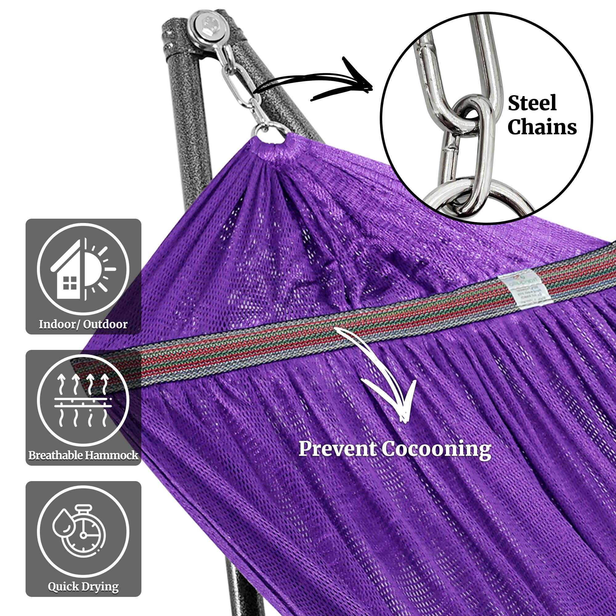 Tranquillo Universal Hammock with Medium Size Stands