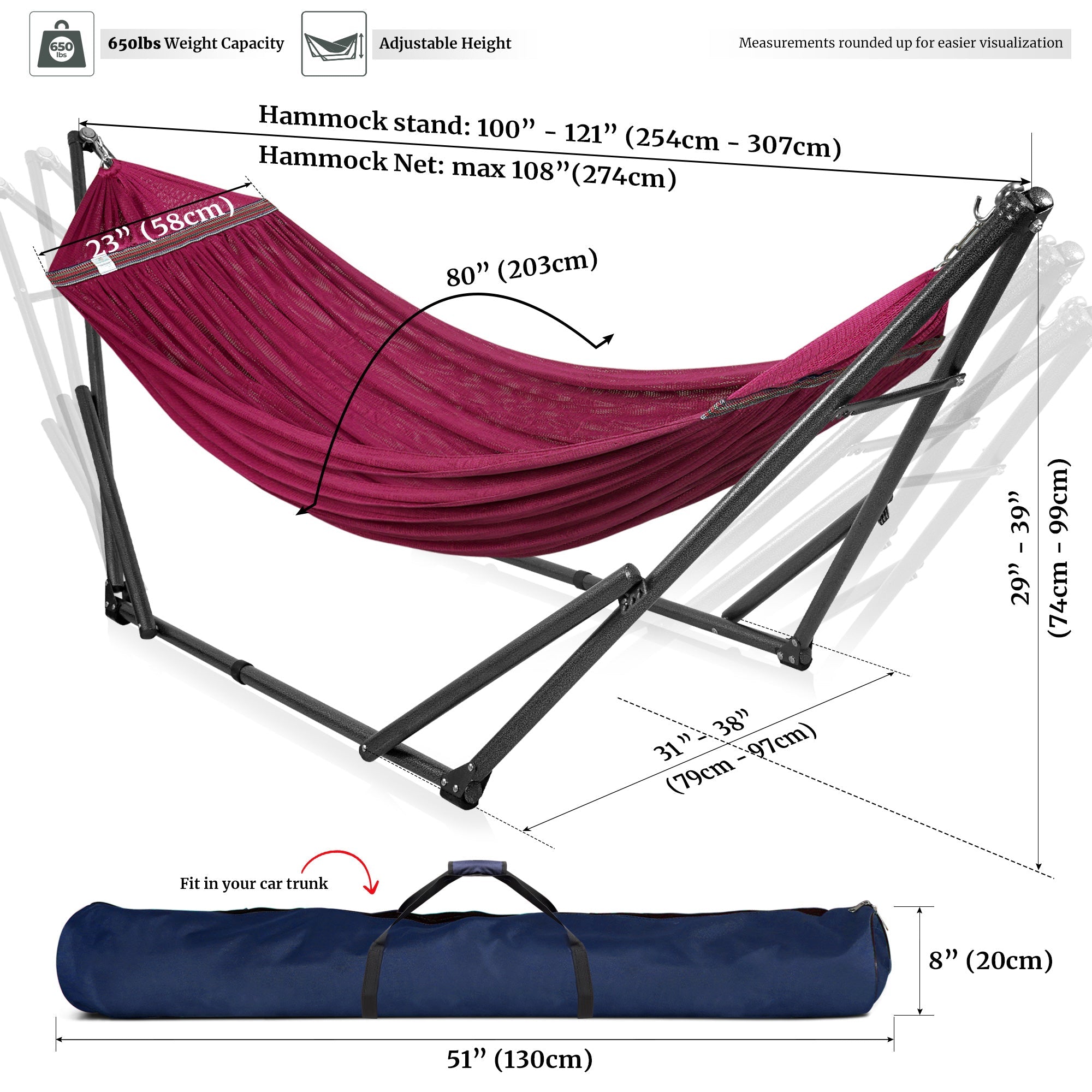 Tranquillo Universal Hammock with Medium Size Stands