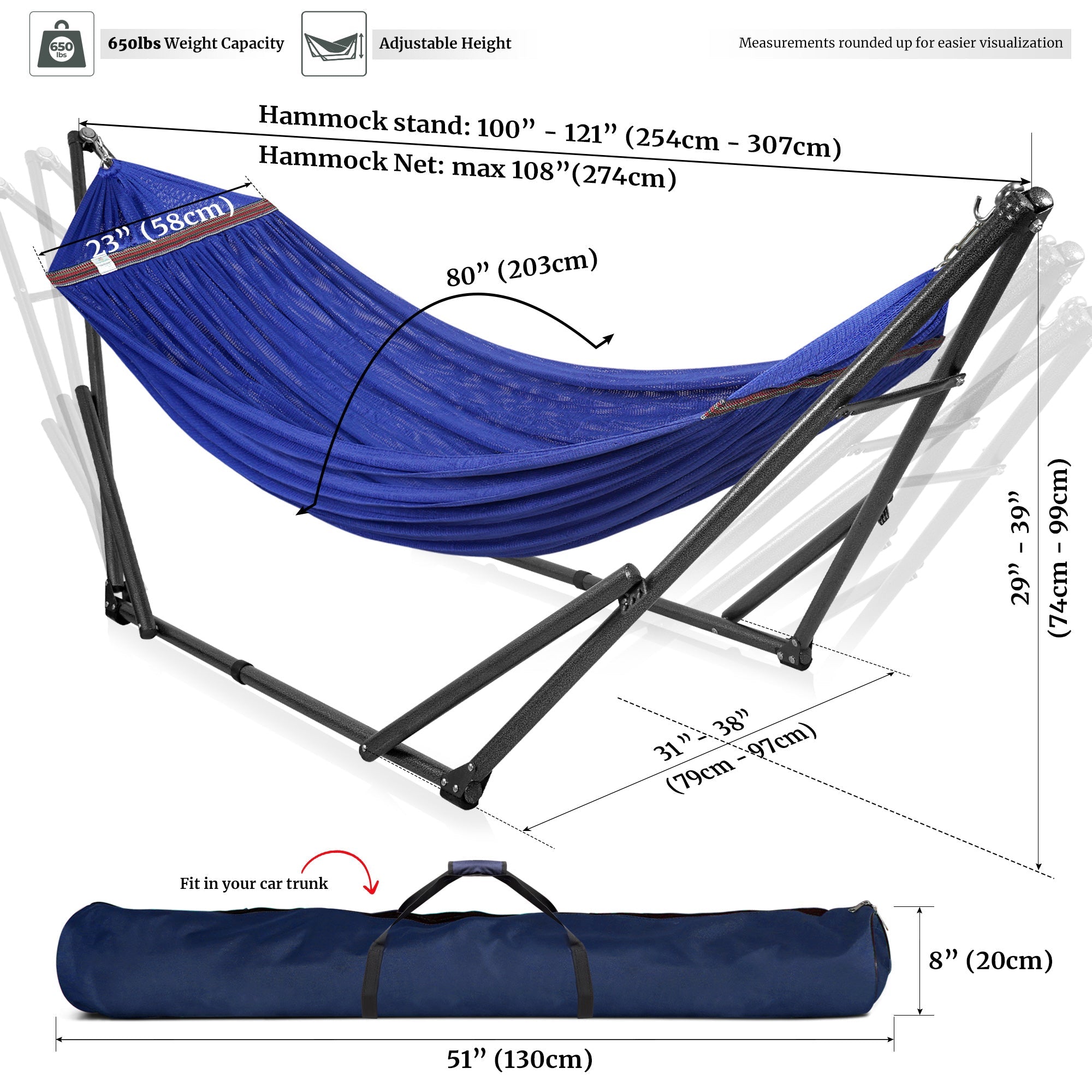 Tranquillo Universal Hammock with Medium Size Stands