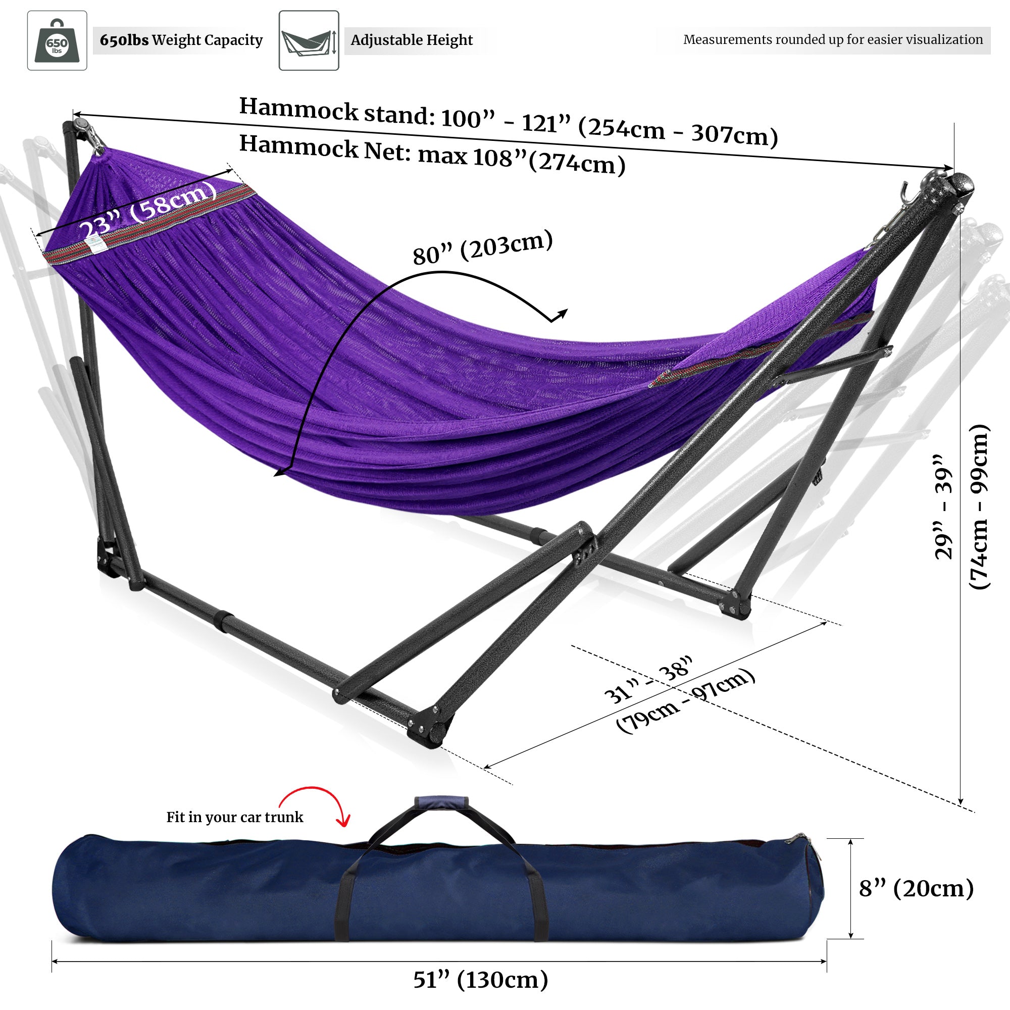 Tranquillo Universal Hammock with Medium Size Stands