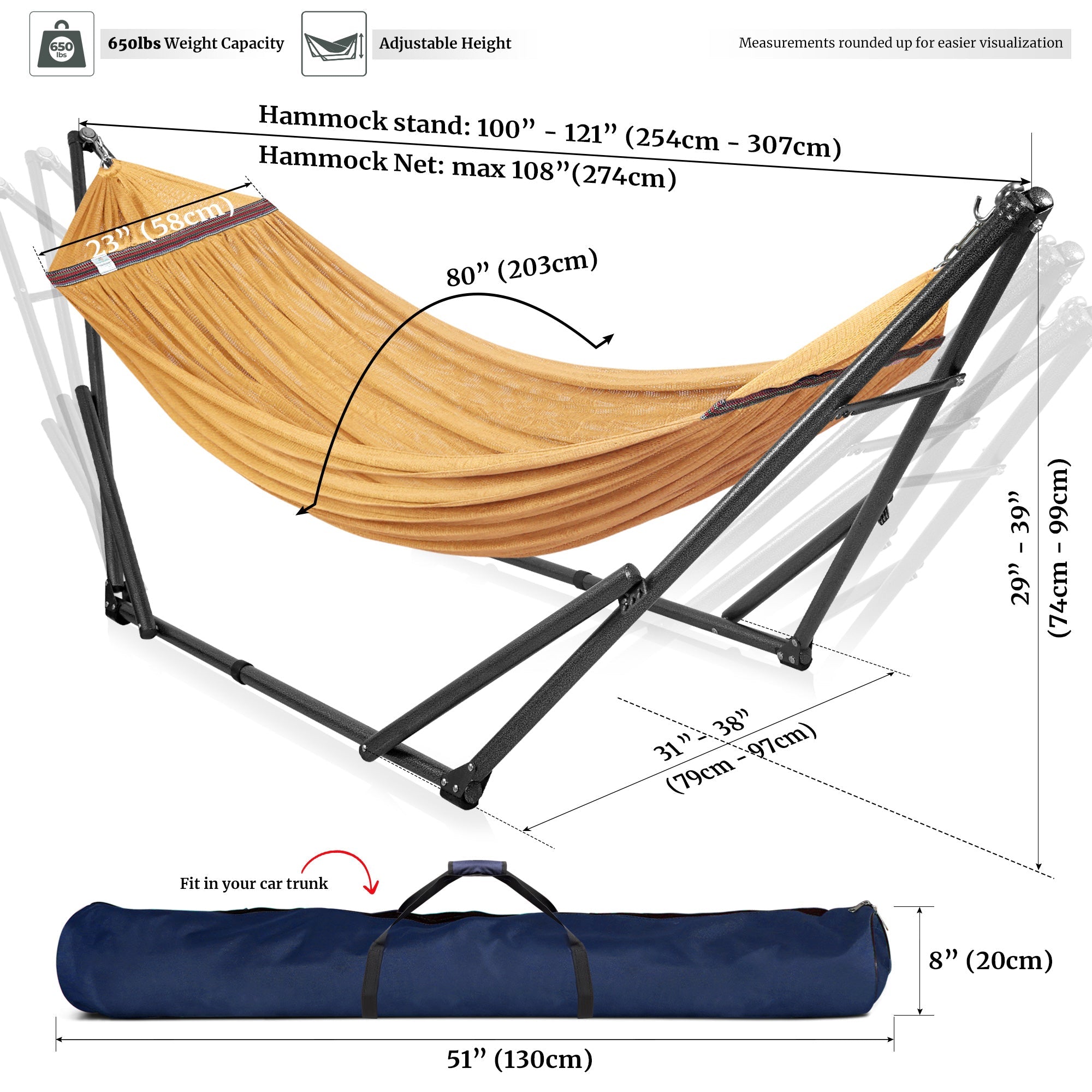 Tranquillo Universal Hammock with Medium Size Stands