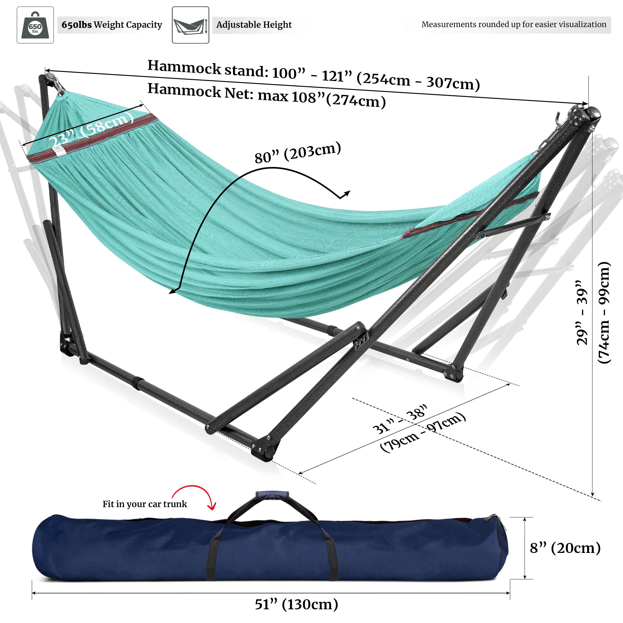 Tranquillo Universal Hammock with Medium Size Stands