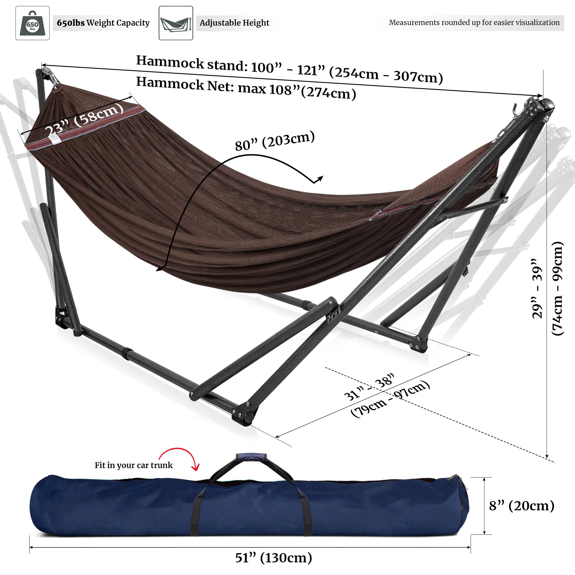 Tranquillo Universal Hammock with Medium Size Stands