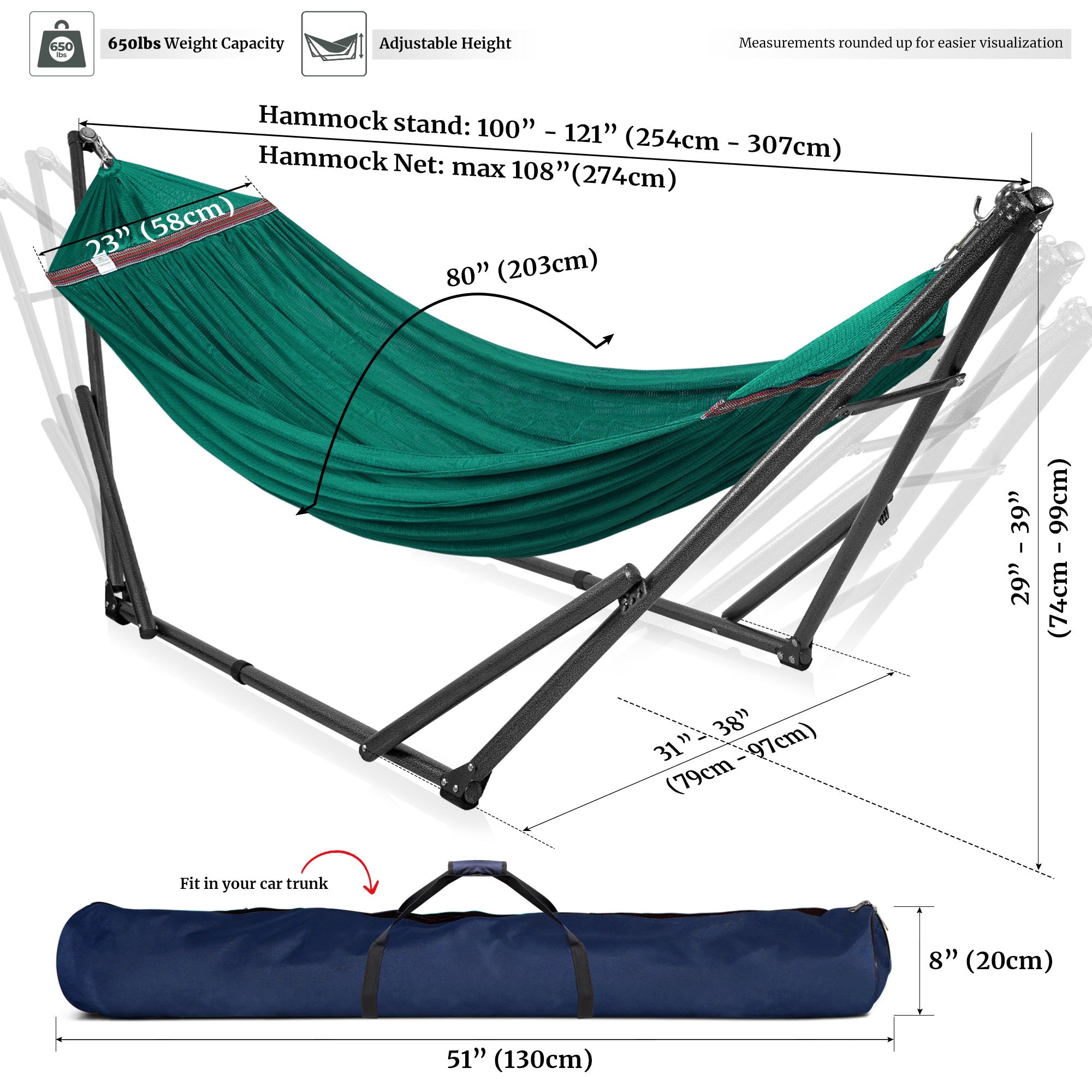 Tranquillo Universal Hammock with Medium Size Stands