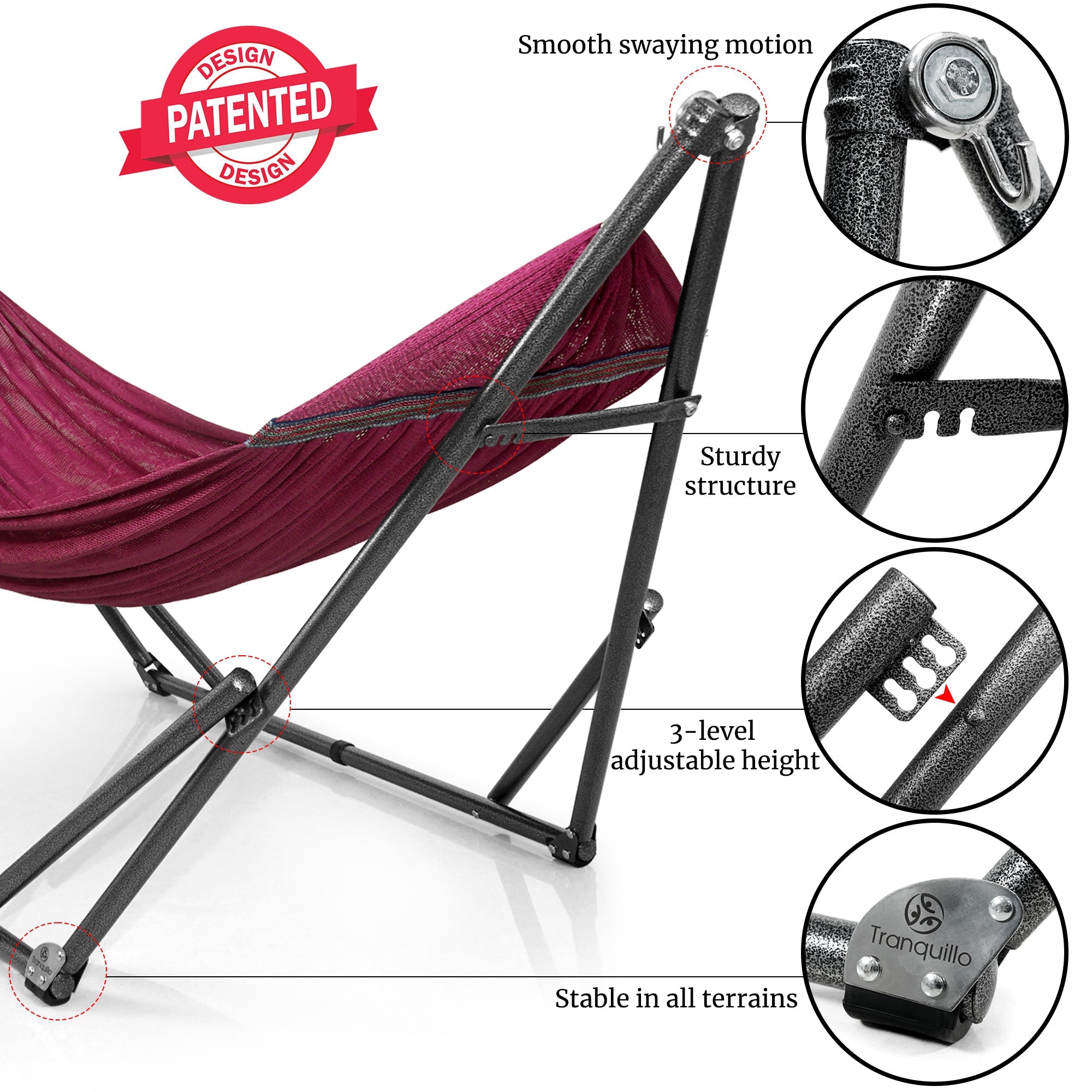 Tranquillo Universal Hammock with Medium Size Stands