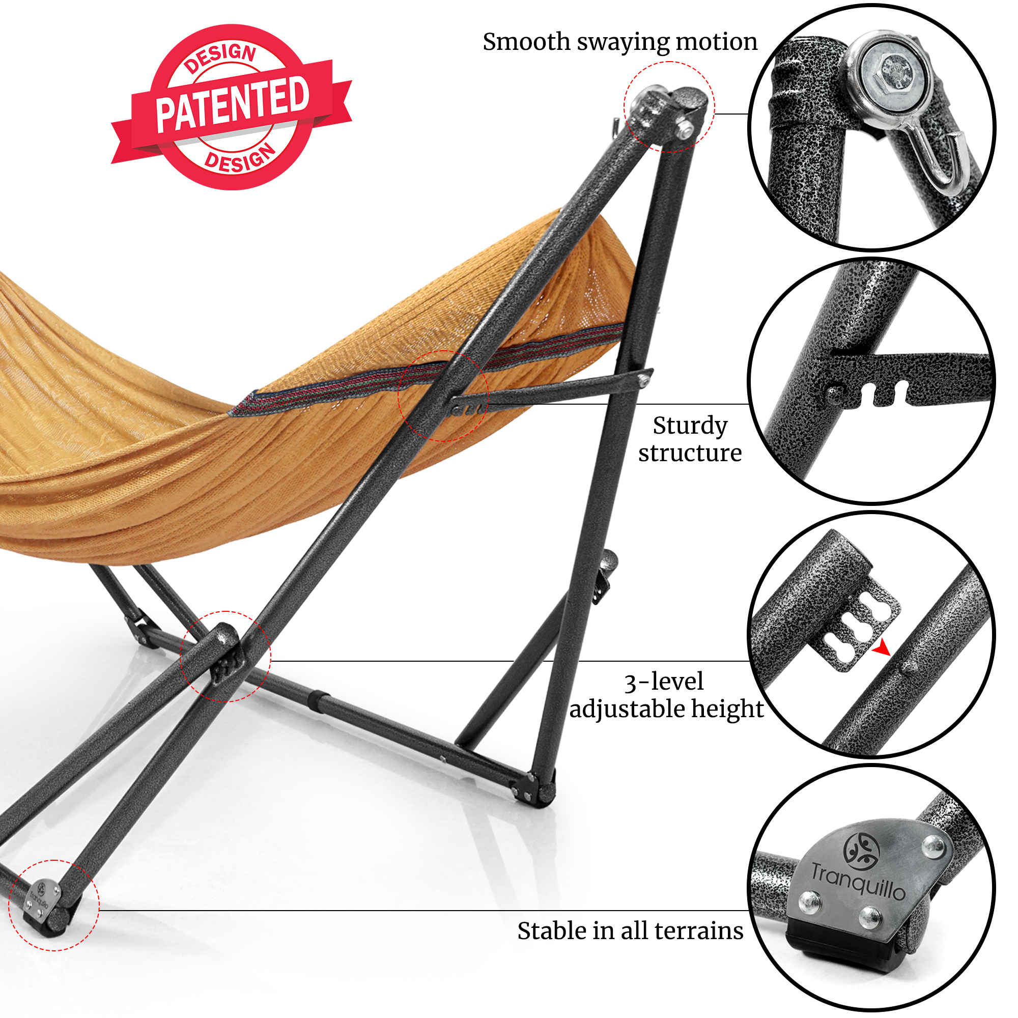 Tranquillo Universal Hammock with Medium Size Stands