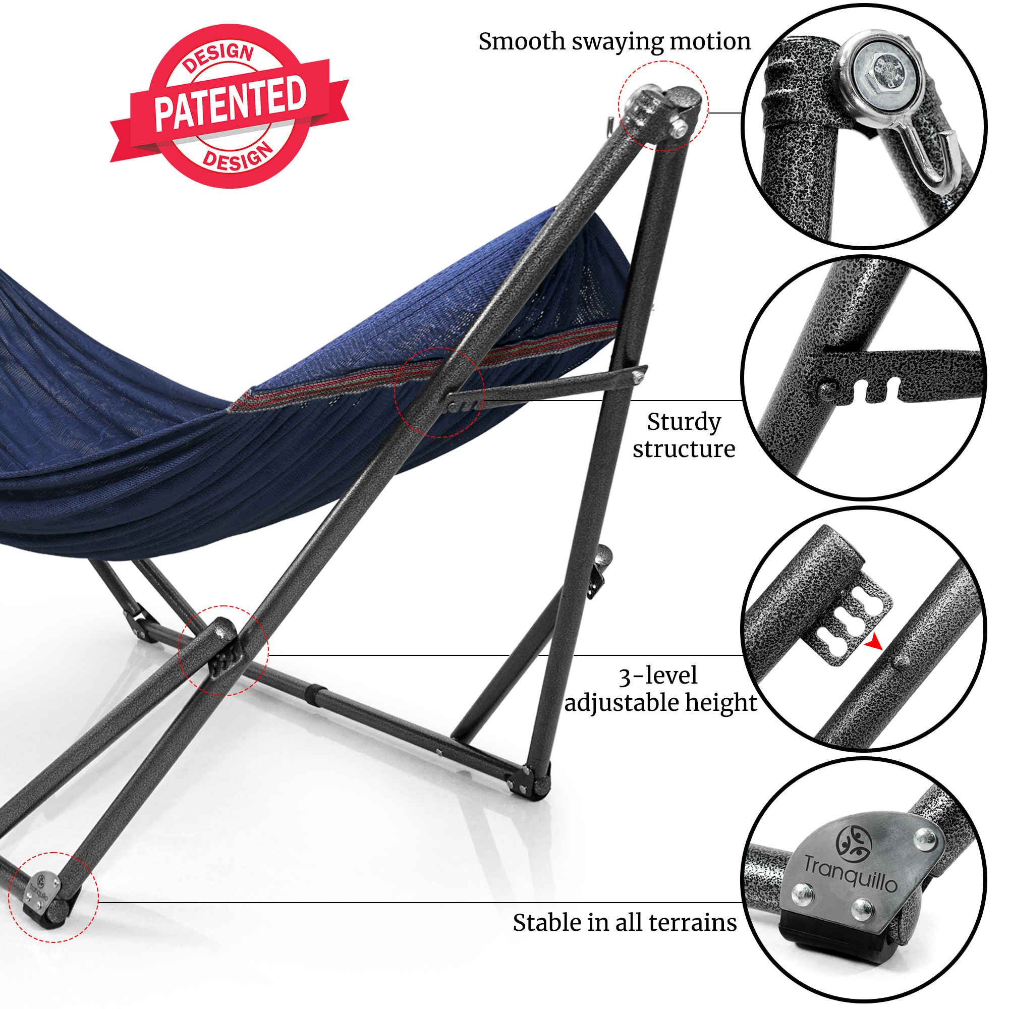 Tranquillo Universal Hammock with Medium Size Stands