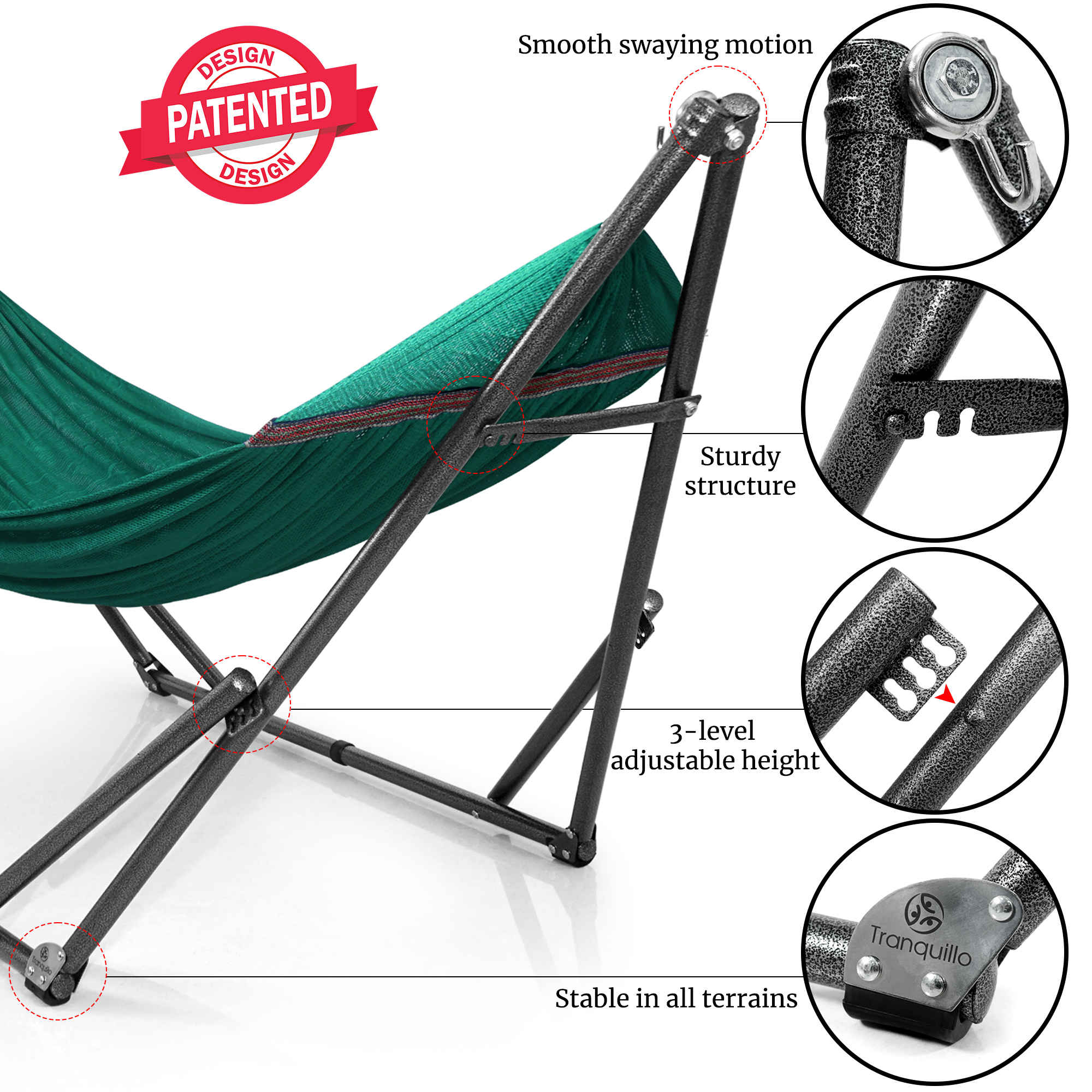 Tranquillo Universal Hammock with Medium Size Stands