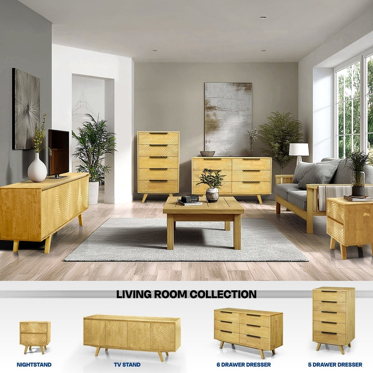 Acacia Harmony Dresser with 5 Drawers