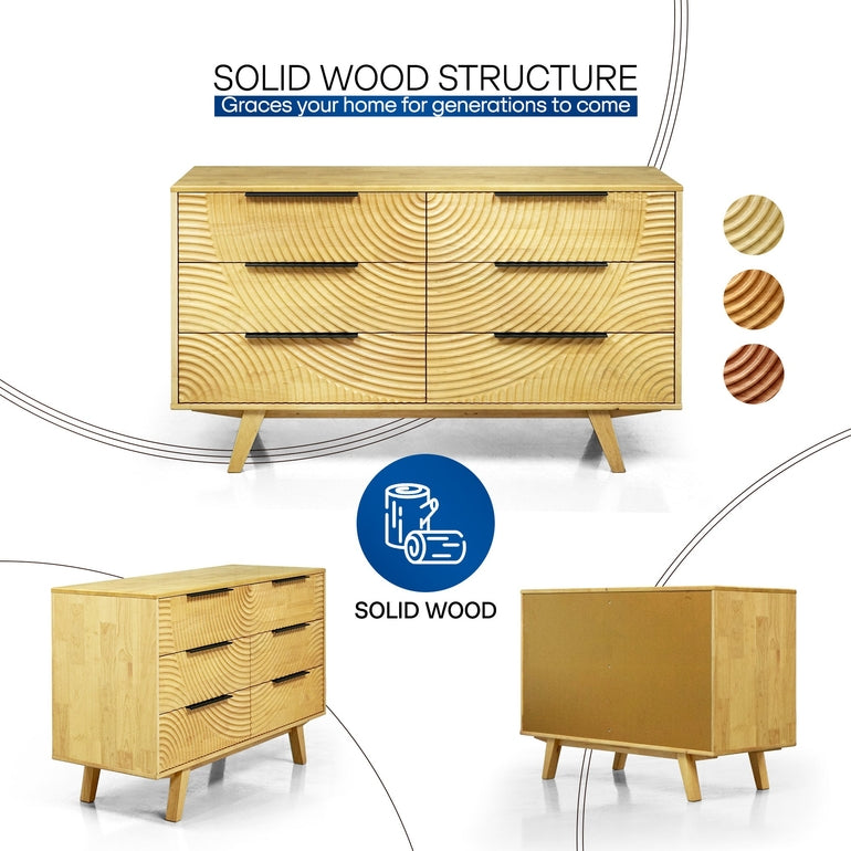 Acacia Harmony Dresser with 6 Drawers
