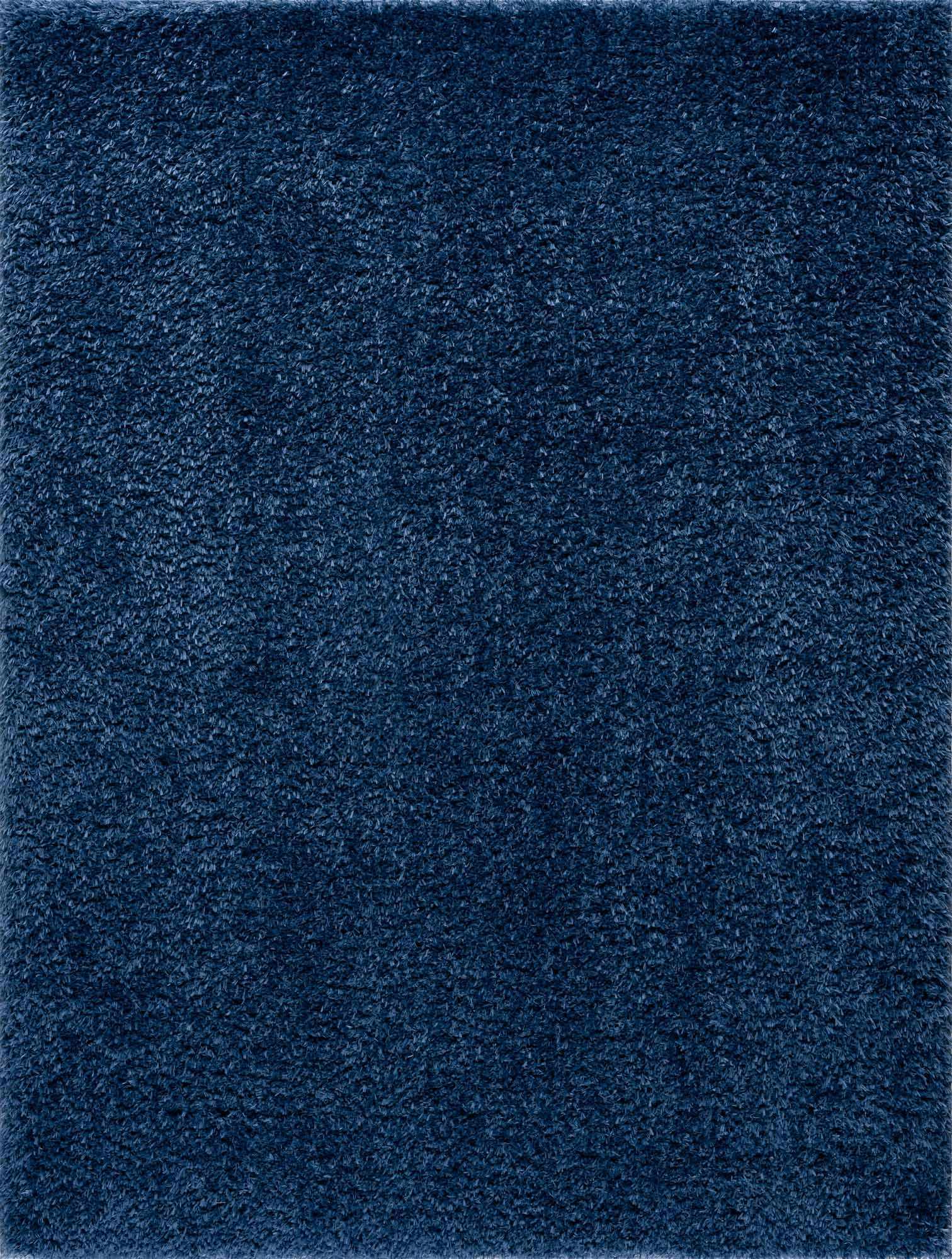 Faina Solid Dark Blue Shag Washable Area Rug - Clearance