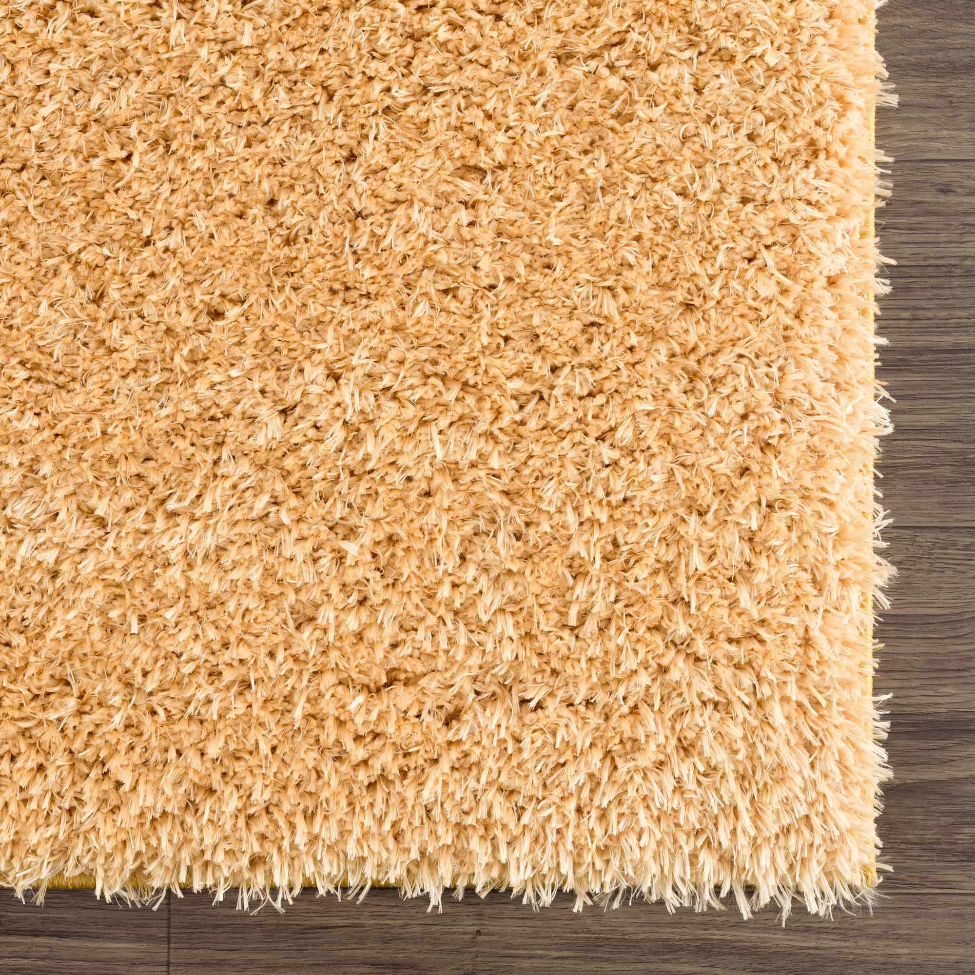 Faina Solid Gold Shag Washable Area Rug - Clearance