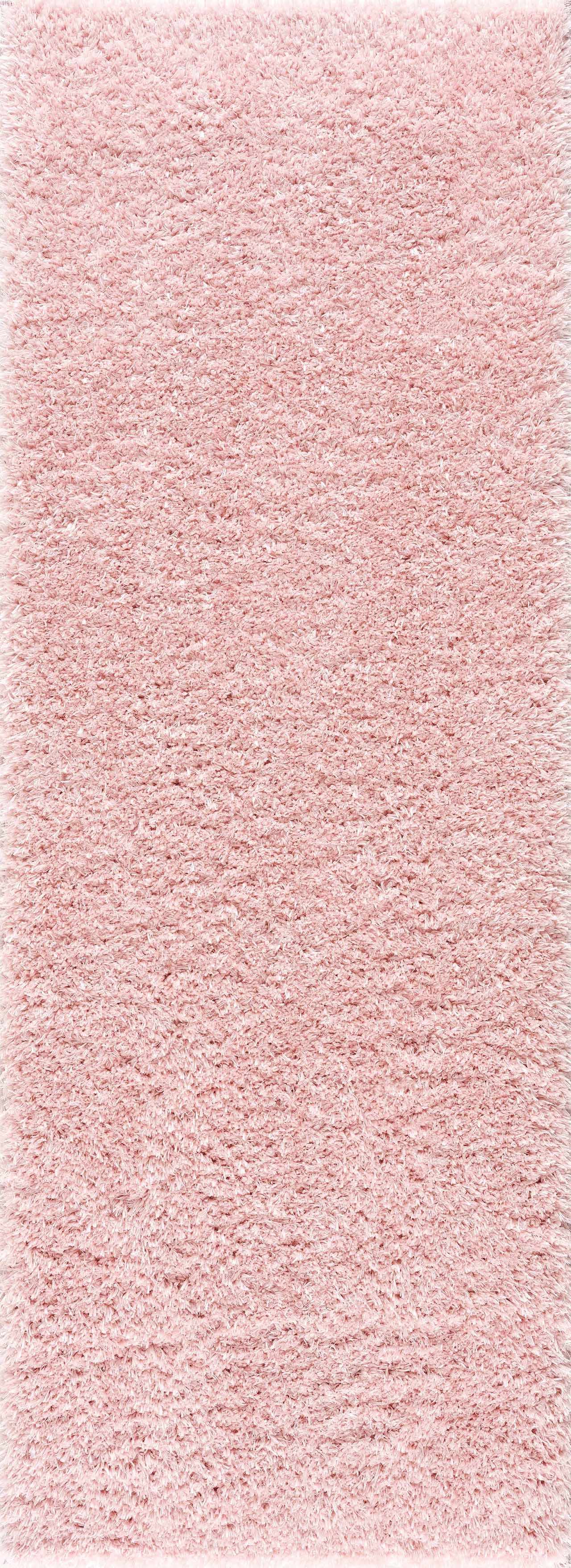 Faina Solid Pink Shag Washable Area Rug