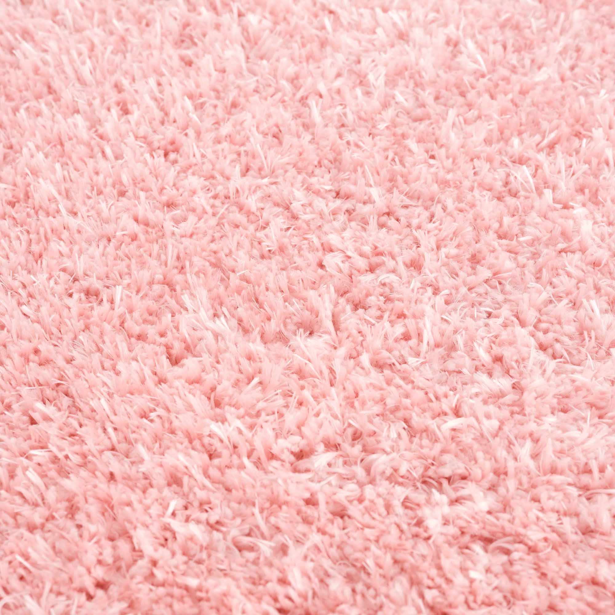 Faina Solid Pink Shag Washable Area Rug