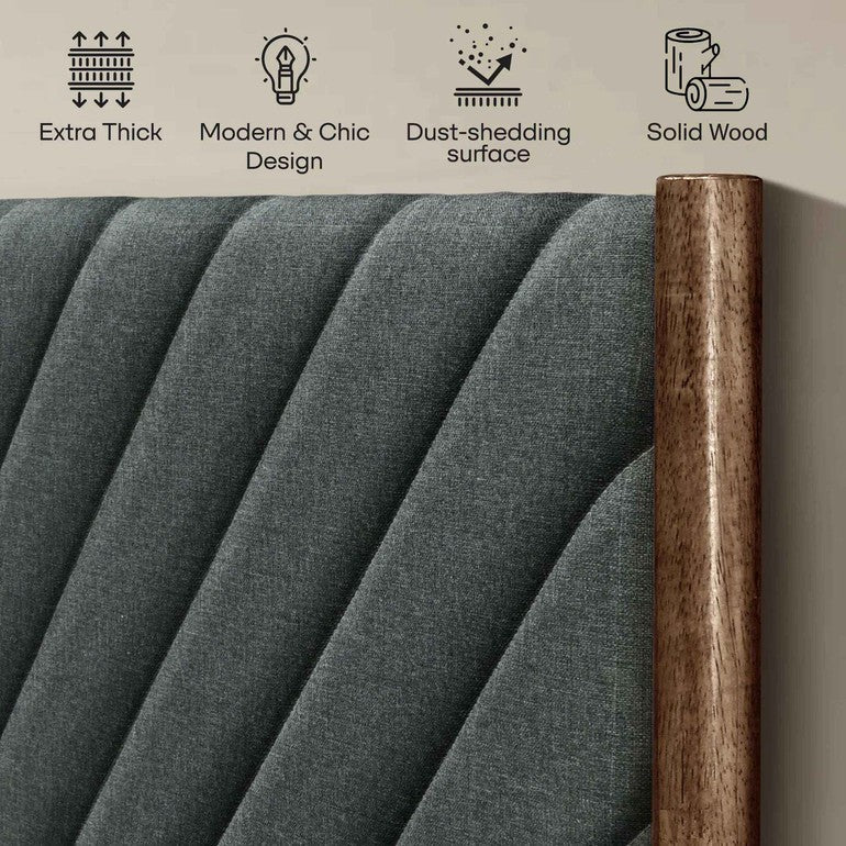 Acacia Astoria Upholstered Solid Wood Bed Frame