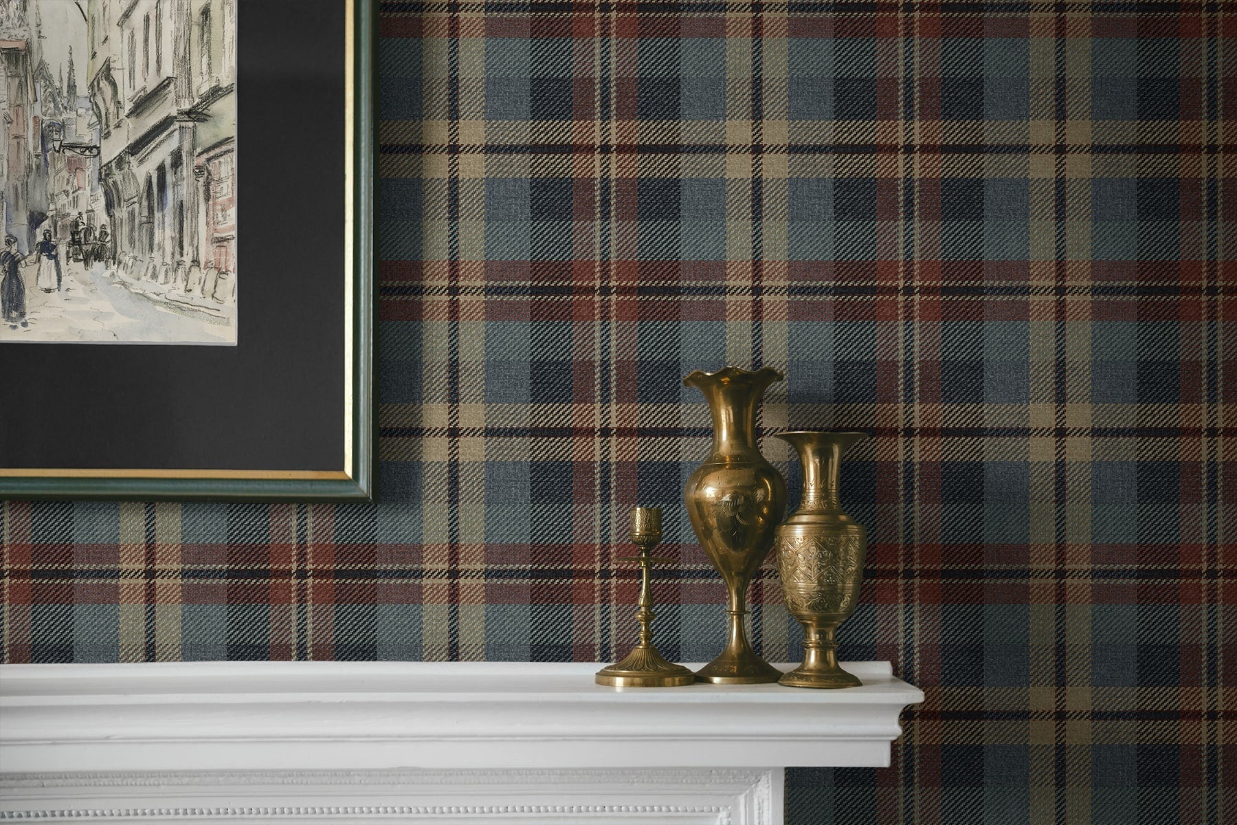 Thornbury Tailored Plaid Peel and Stick Removable Wallpaper