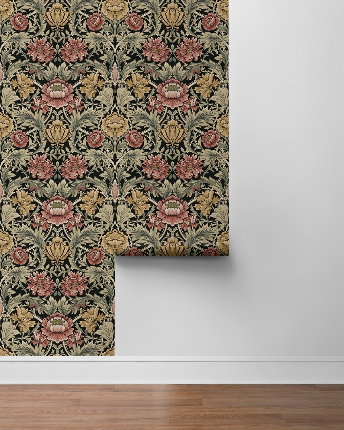 Acanthus Floral Cameo Peel and Stick Removable Wallpaper