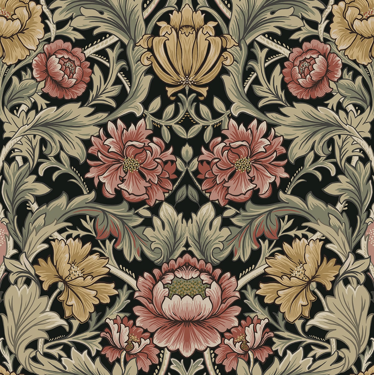 Acanthus Floral Cameo Peel and Stick Removable Wallpaper