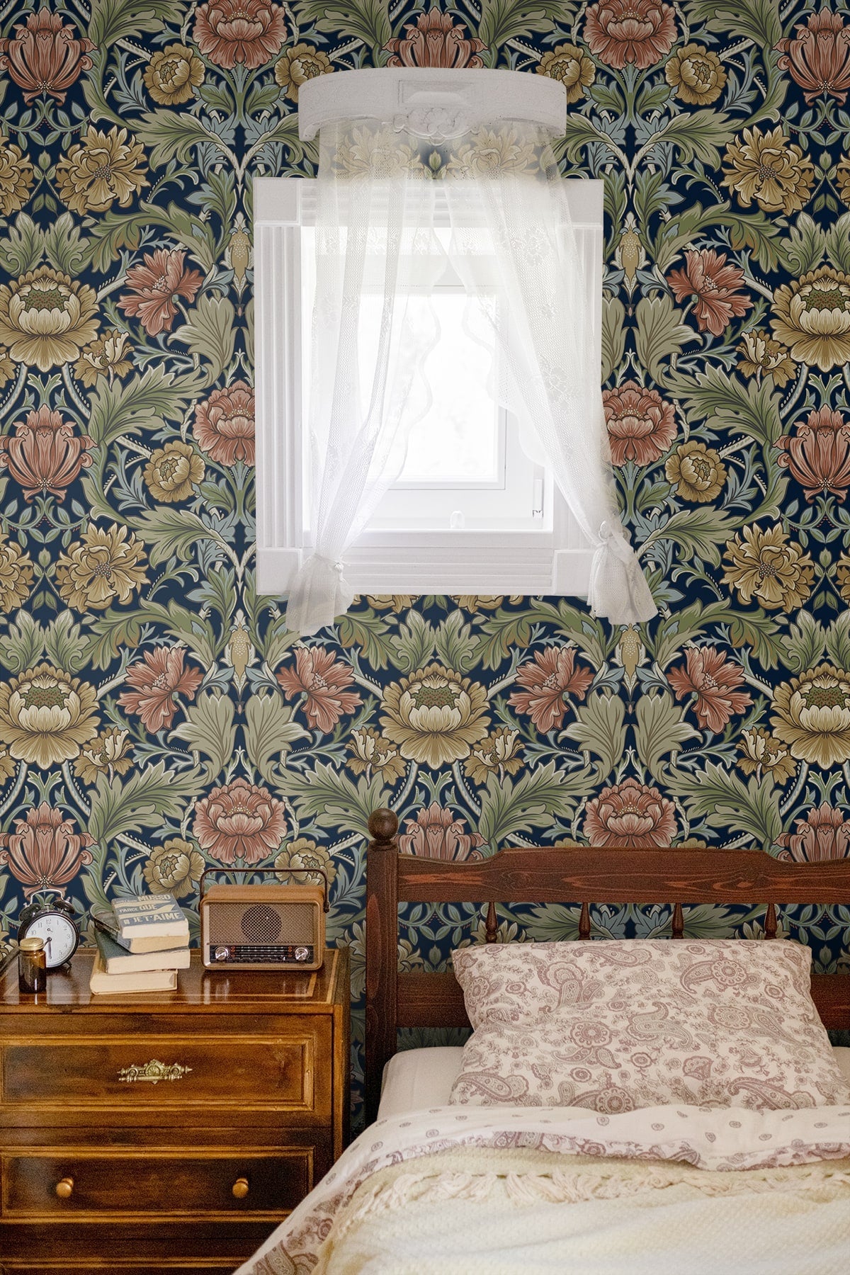 Acanthus Floral Cameo Peel and Stick Removable Wallpaper