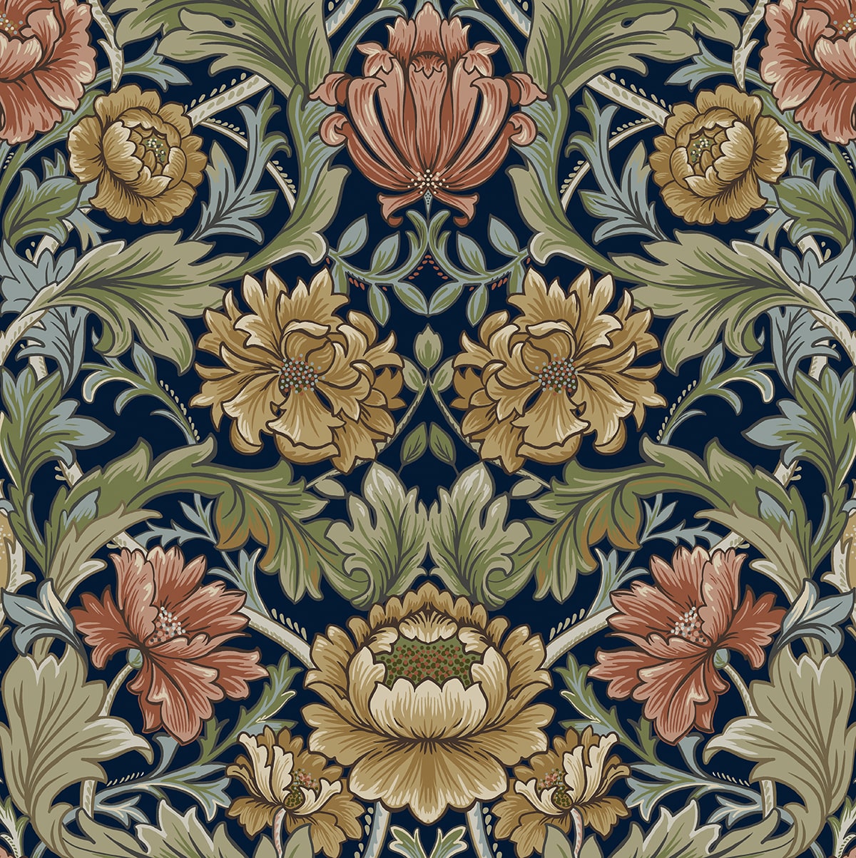 Acanthus Floral Cameo Peel and Stick Removable Wallpaper