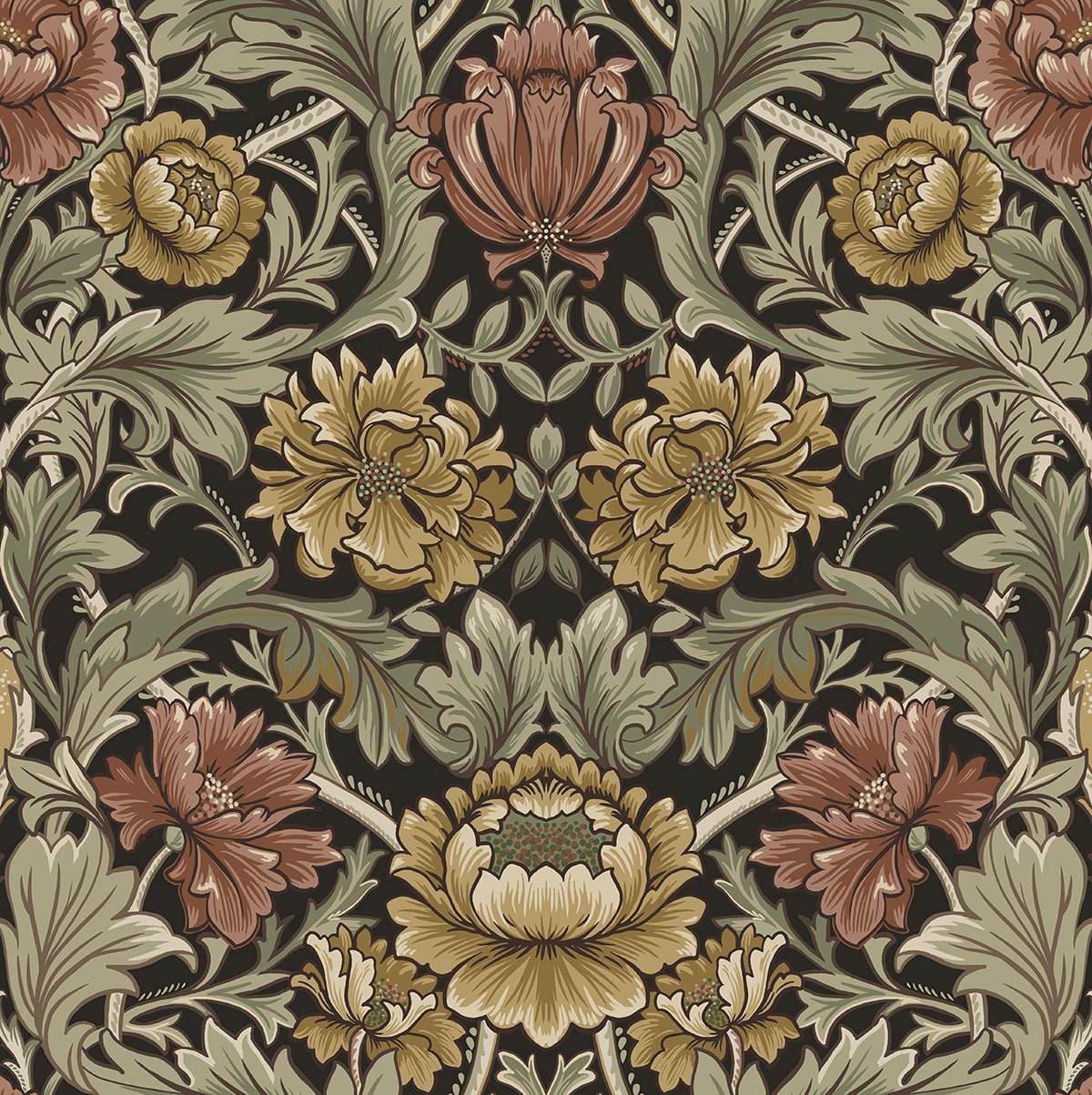 Acanthus Floral Cameo Peel and Stick Removable Wallpaper