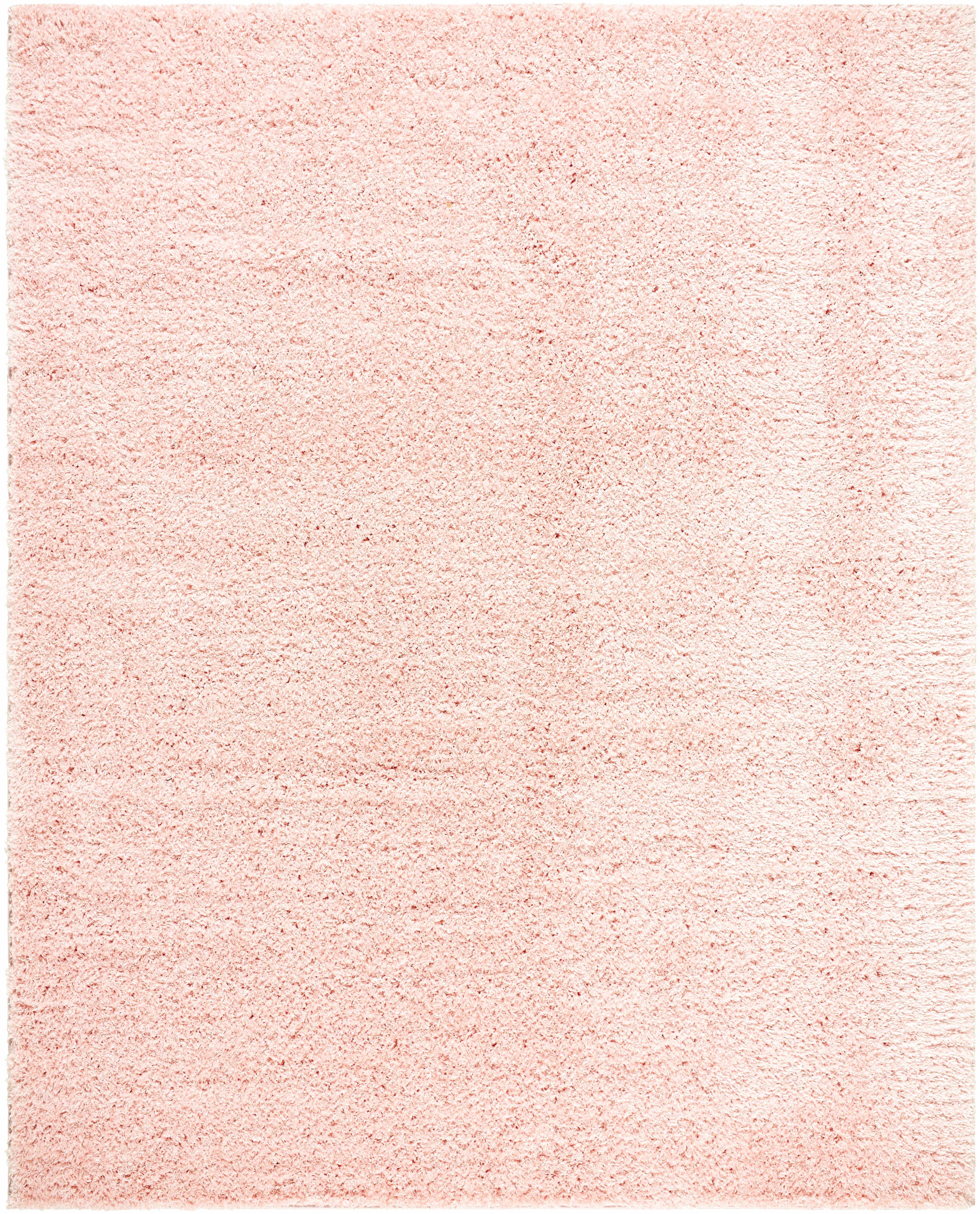 Faina Solid Pink Shag Washable Area Rug