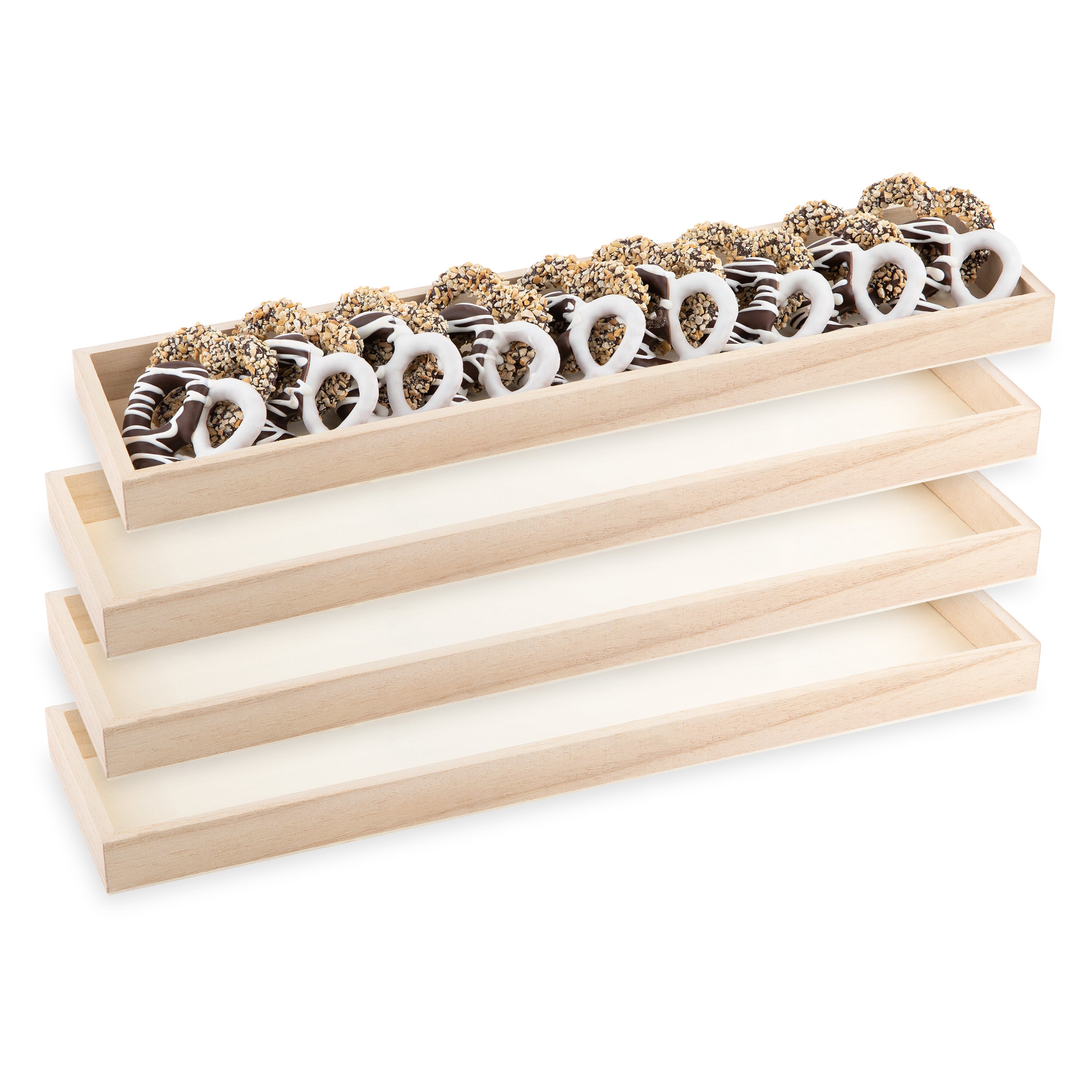 Bamboo Kitchen Serving Tray 17x4x1 Inches  Eco Friendly Wooden Serving Trays Cheese and Charcuterie Board  4 Pack