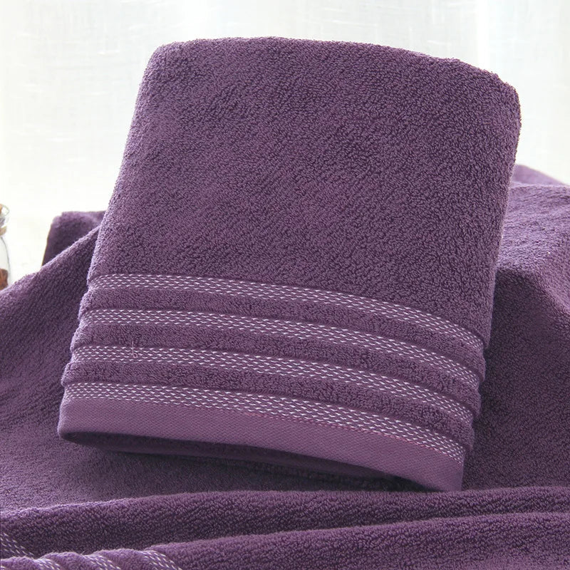 New Stripe Cotton Bath Towel of 3 Sets, Solid Color
