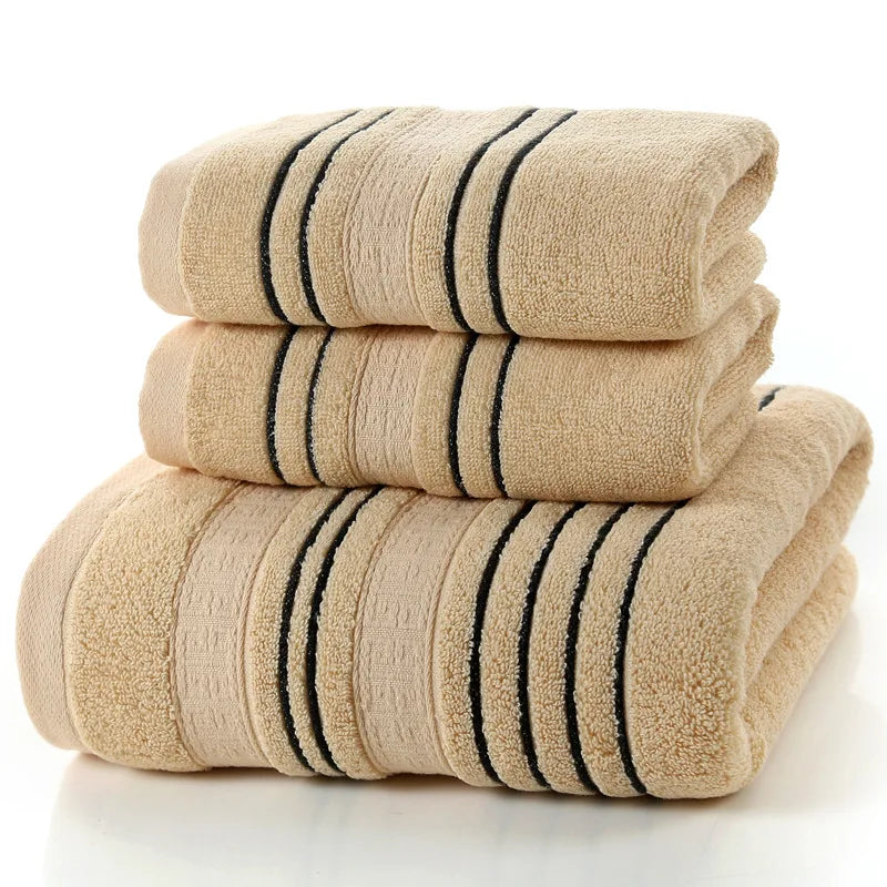 3 Pieces Grey Cotton Towel Set for Men Toalla 2pc Face Washcloth, Hand Towel, 1pc Bath Towel, Camping Shower Towels, Bathroom