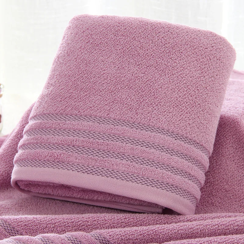 New Stripe Cotton Bath Towel of 3 Sets, Solid Color