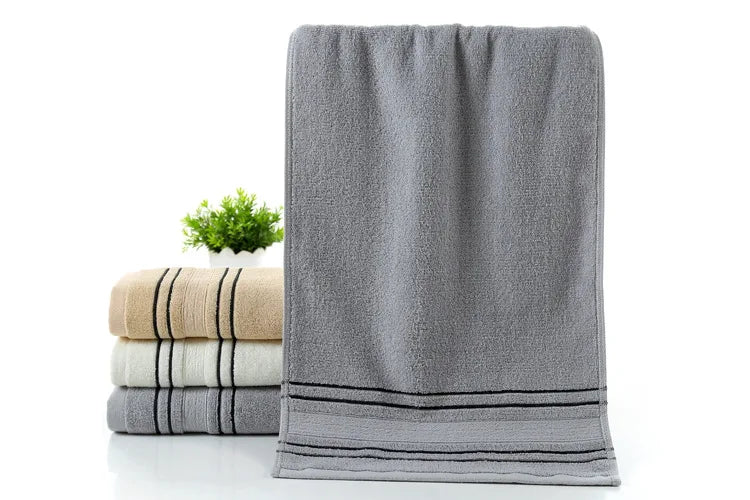 3 Pieces Grey Cotton Towel Set for Men Toalla 2pc Face Washcloth, Hand Towel, 1pc Bath Towel, Camping Shower Towels, Bathroom