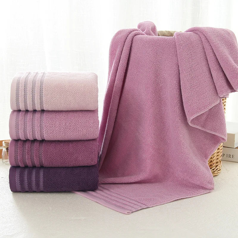 New Stripe Cotton Bath Towel of 3 Sets, Solid Color