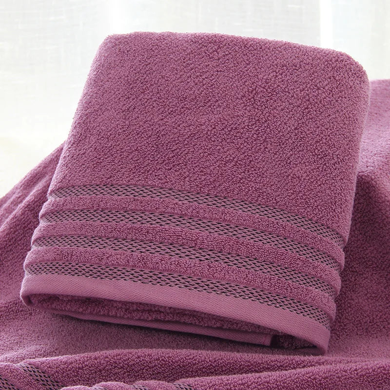 New Stripe Cotton Bath Towel of 3 Sets, Solid Color