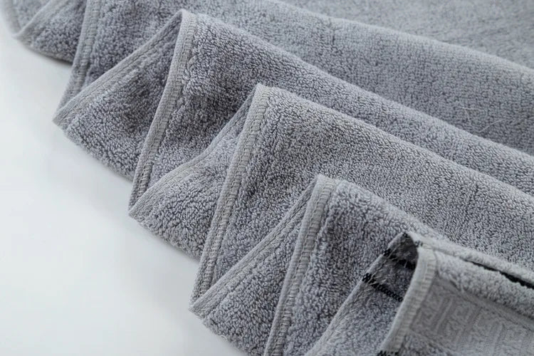 3 Pieces Grey Cotton Towel Set for Men Toalla 2pc Face Washcloth, Hand Towel, 1pc Bath Towel, Camping Shower Towels, Bathroom
