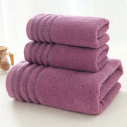 New Stripe Cotton Bath Towel of 3 Sets, Solid Color