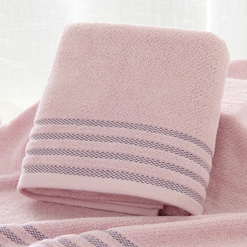 New Stripe Cotton Bath Towel of 3 Sets, Solid Color