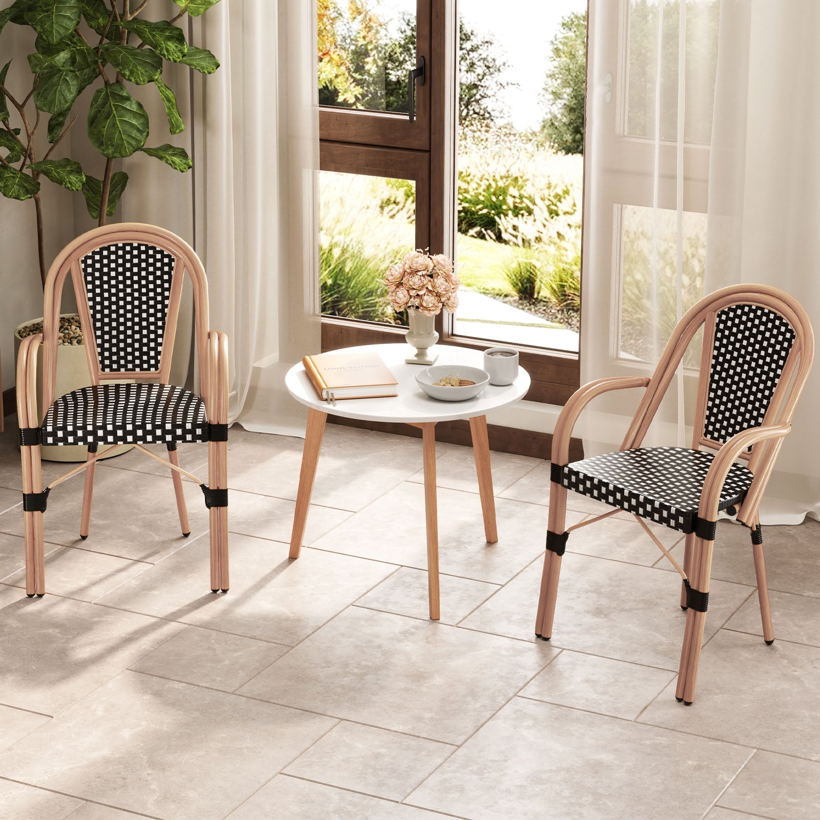 Outdoor French Bistro Chairs Set of 2 - Black