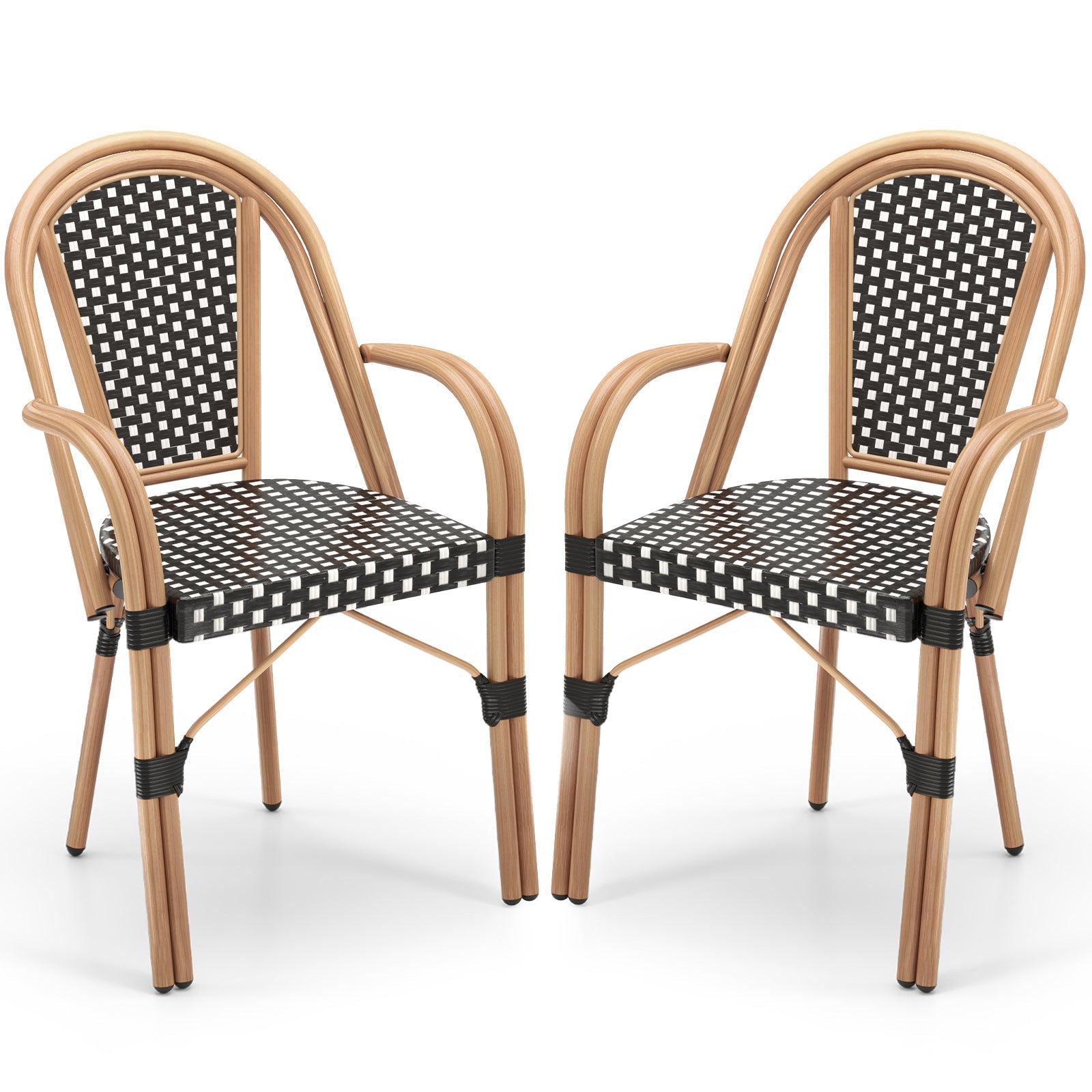 Outdoor French Bistro Chairs Set of 2 - Black