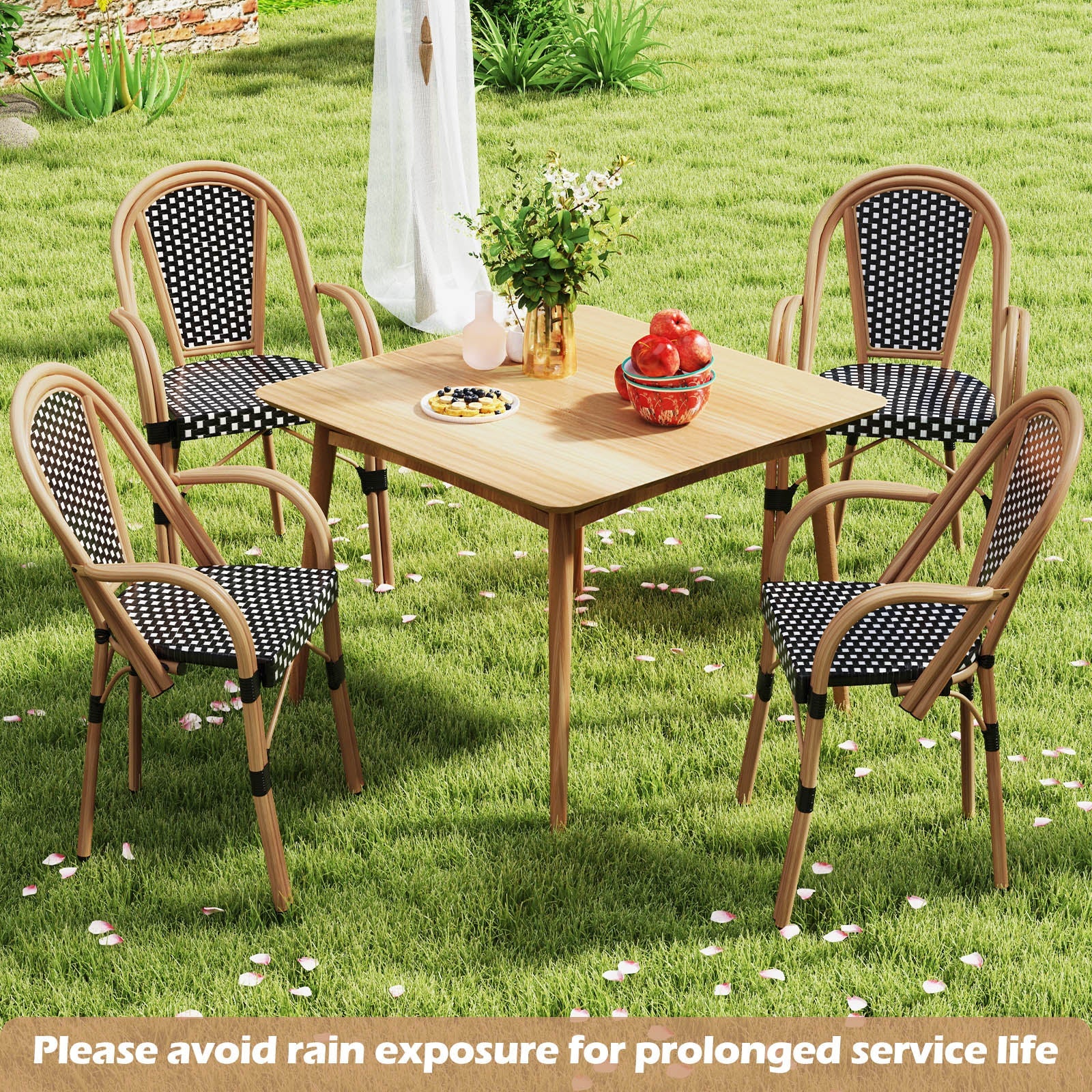 Outdoor French Bistro Chairs Set of 2 - Black