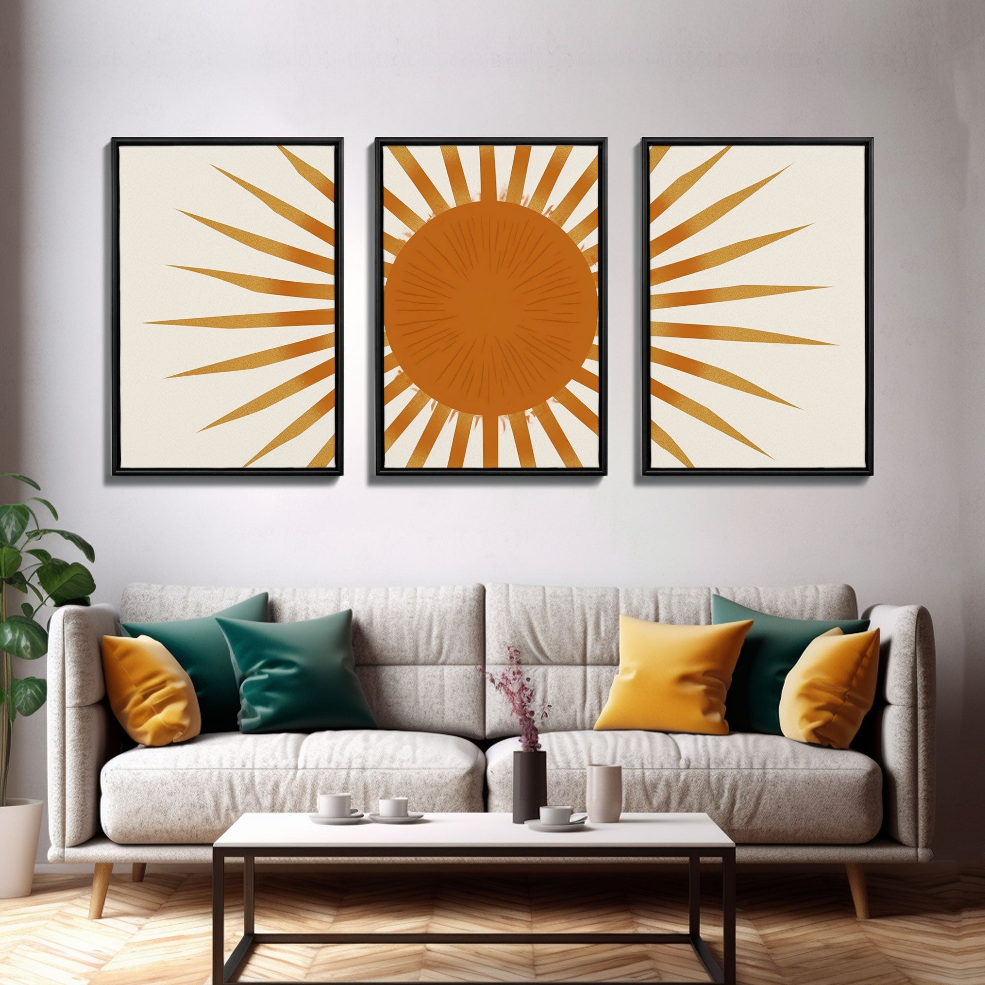 Glamorous Sunburst Wall Art, Framed Canvas Print