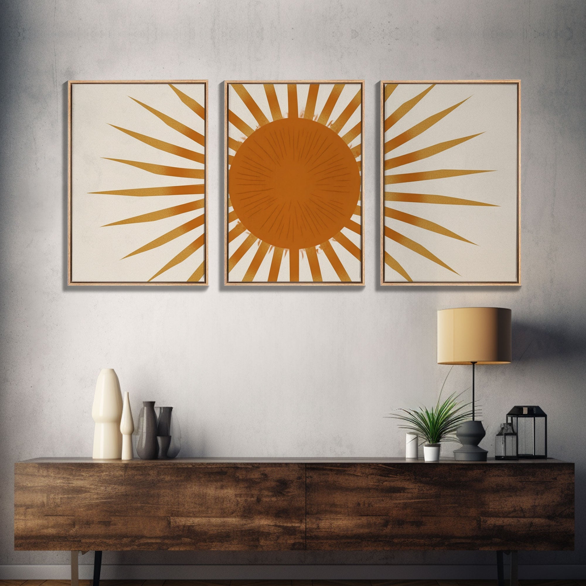 Glamorous Sunburst Wall Art, Framed Canvas Print