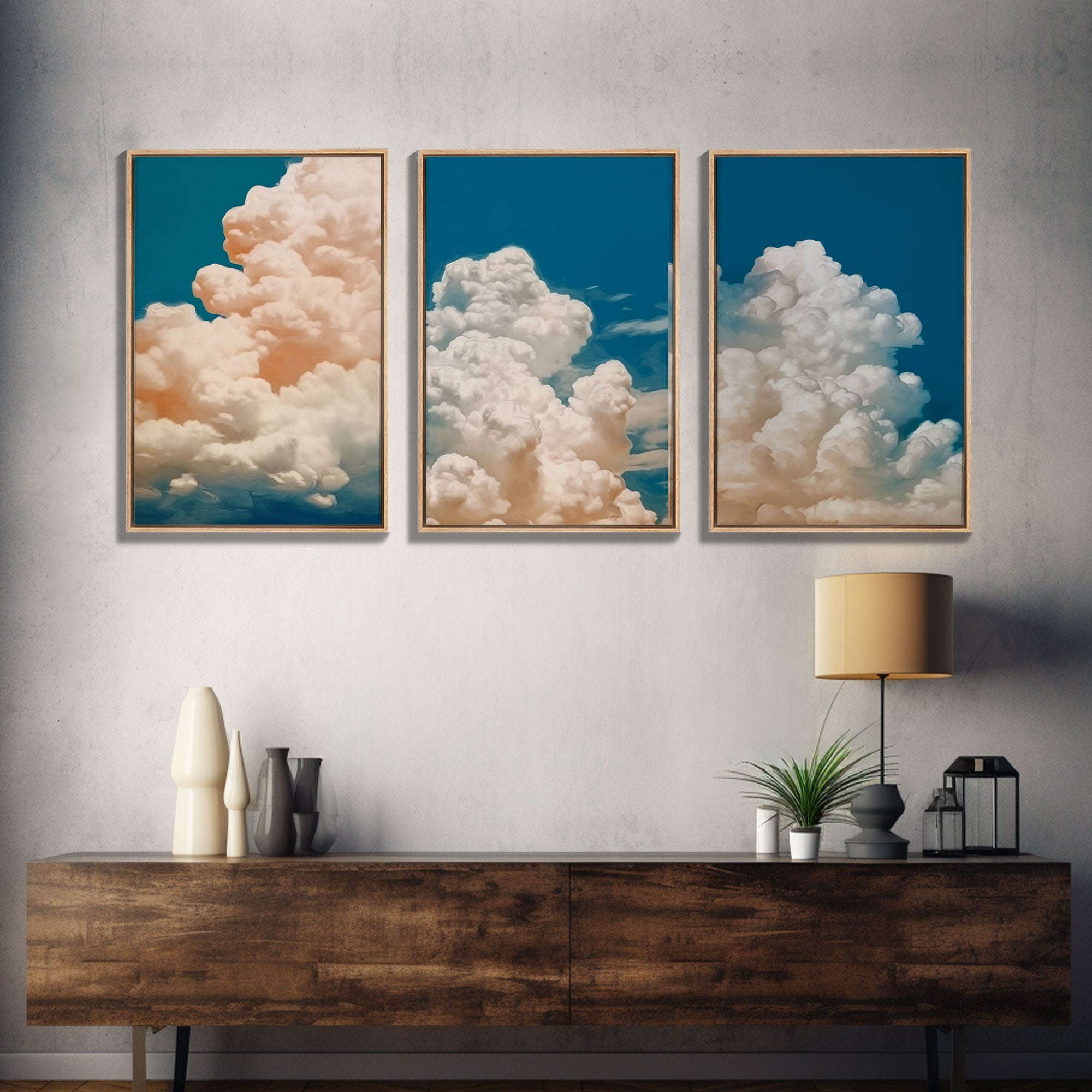 Cloud Wall Art Triptych 3 Piece Set
