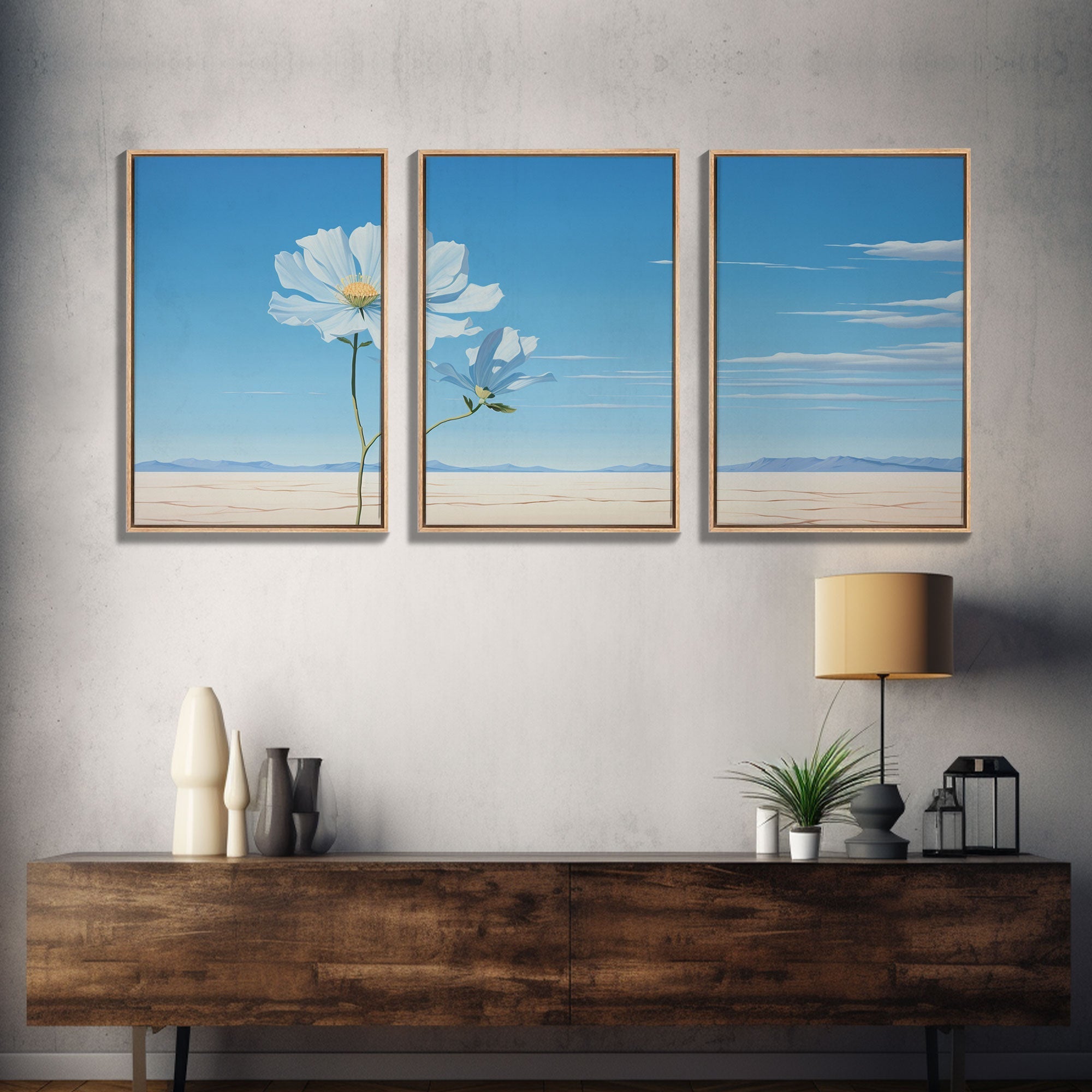 Flower Art Print, Canvas Print, 3 Piece Wall Art