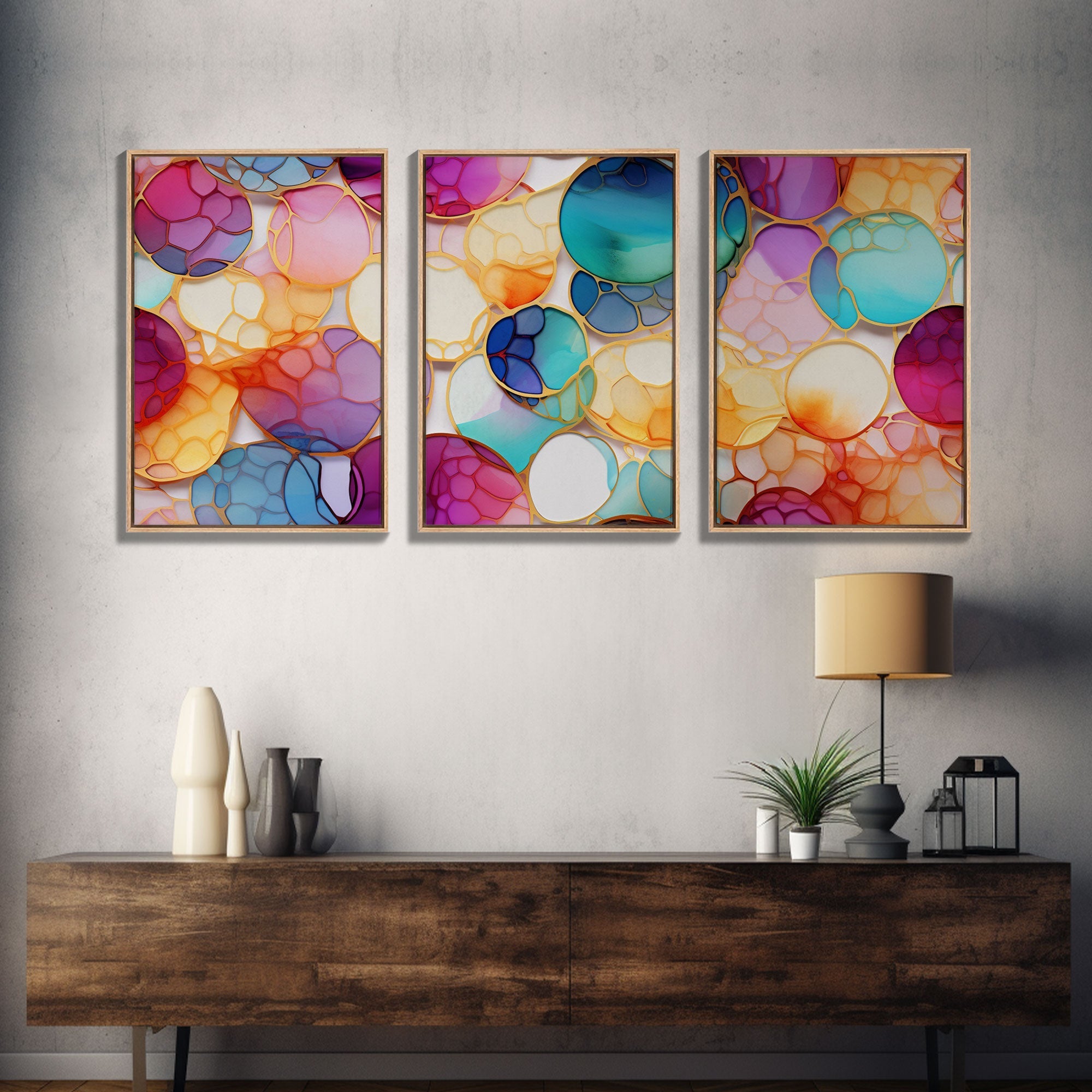 Vibrant Wall Print, Canvas Print, 3 Piece Wall Art